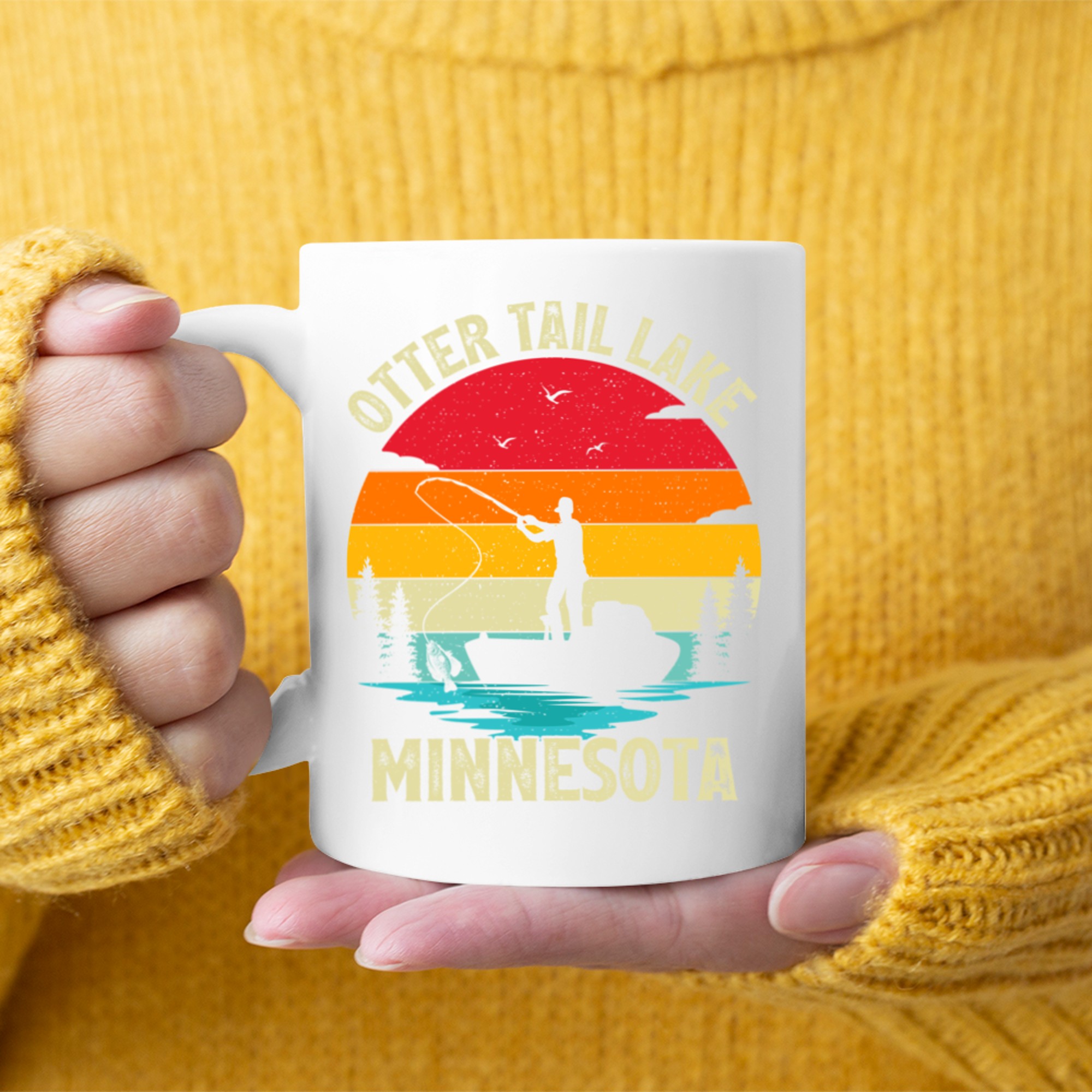 Summer Vacation Fishing Vintage Minnesota Otter Tail Lake Mug