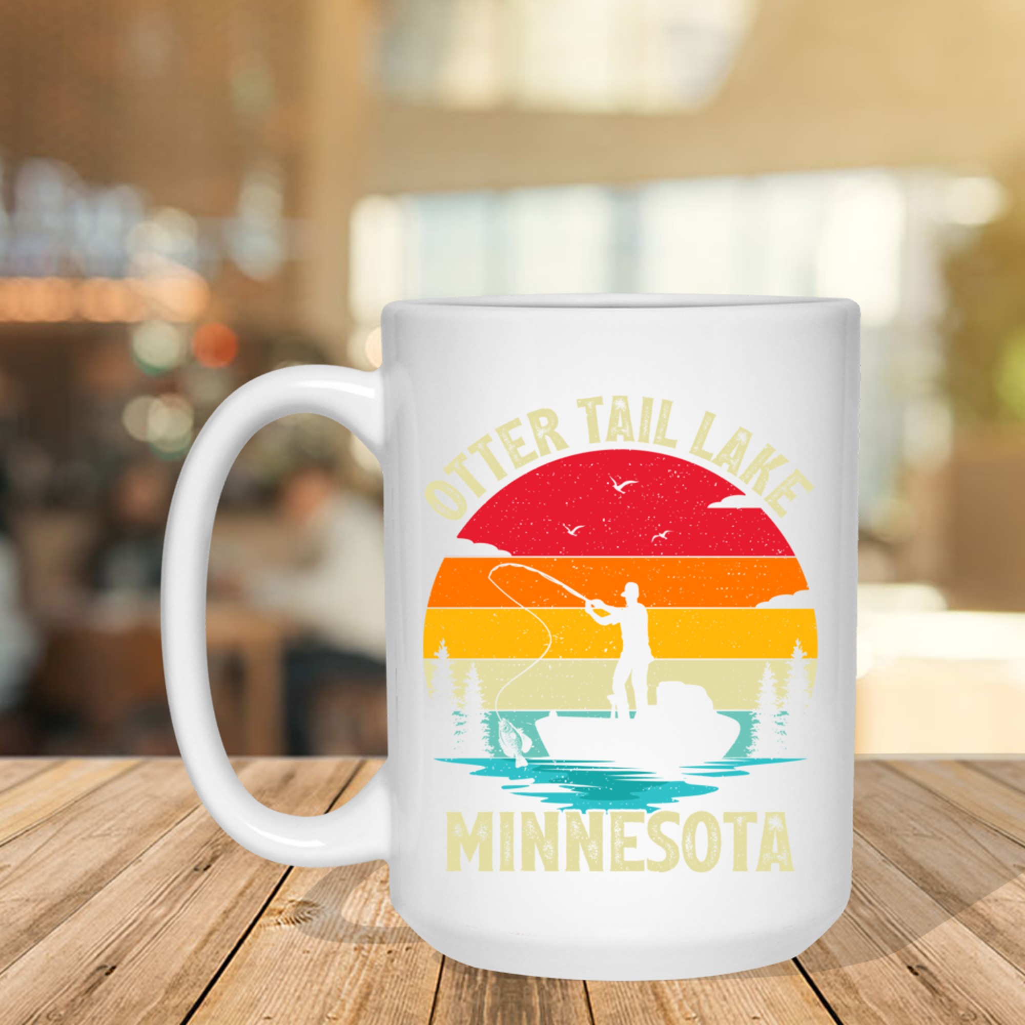 Summer Vacation Fishing Vintage Minnesota Otter Tail Lake Mug