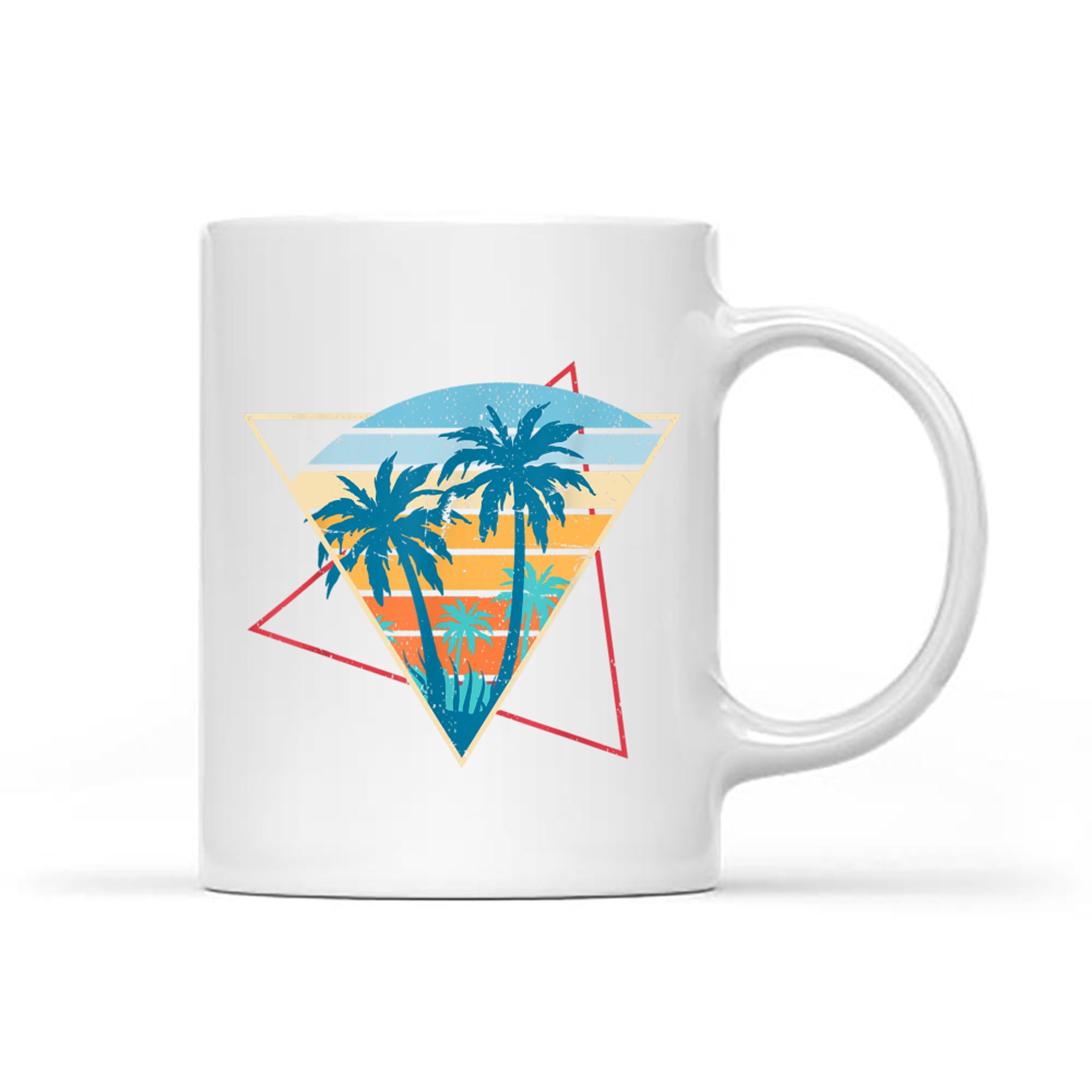 Summer Vibes Sunset Palm Trees Beach Retro Tropical Summer Mug