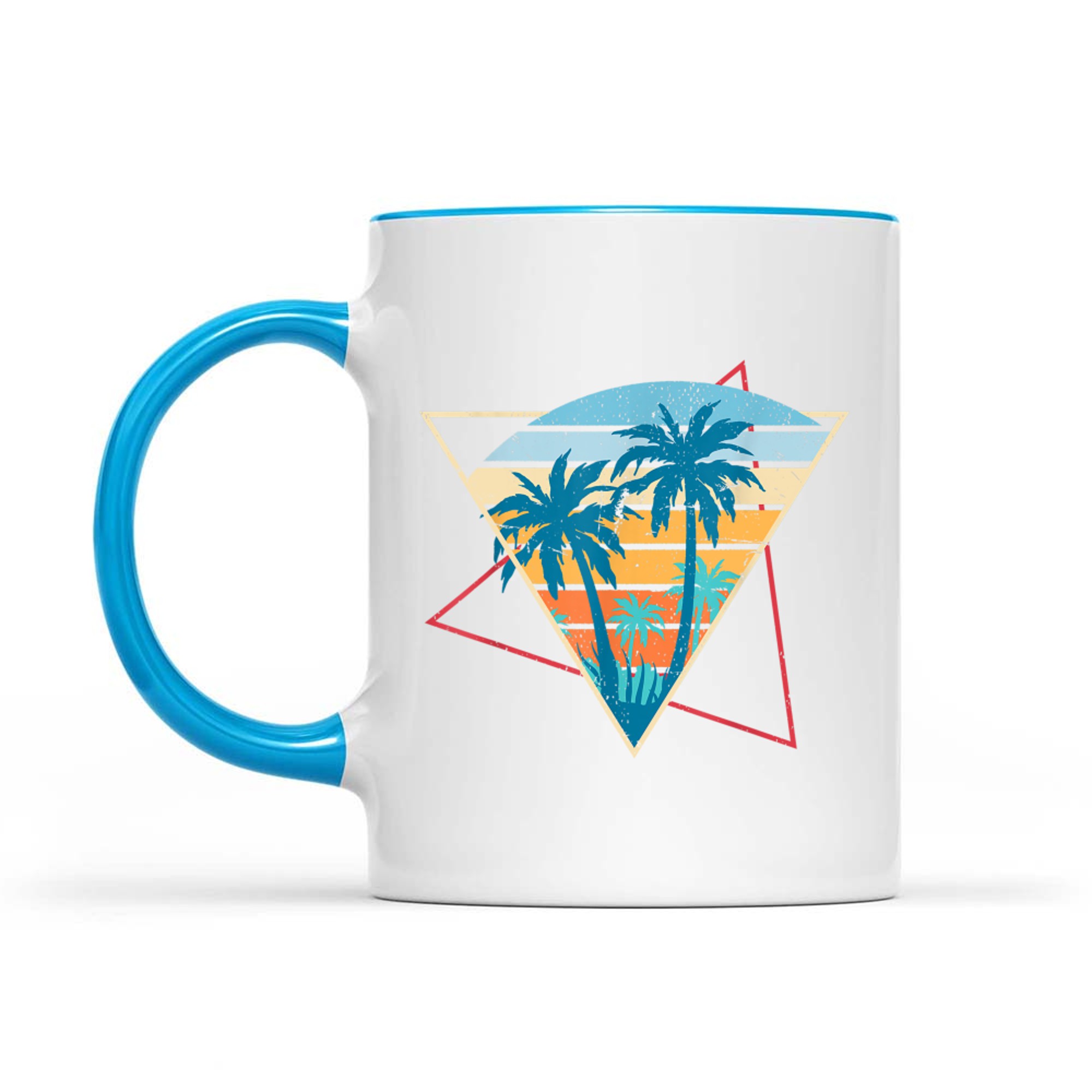 Summer Vibes Sunset Palm Trees Beach Retro Tropical Summer Mug