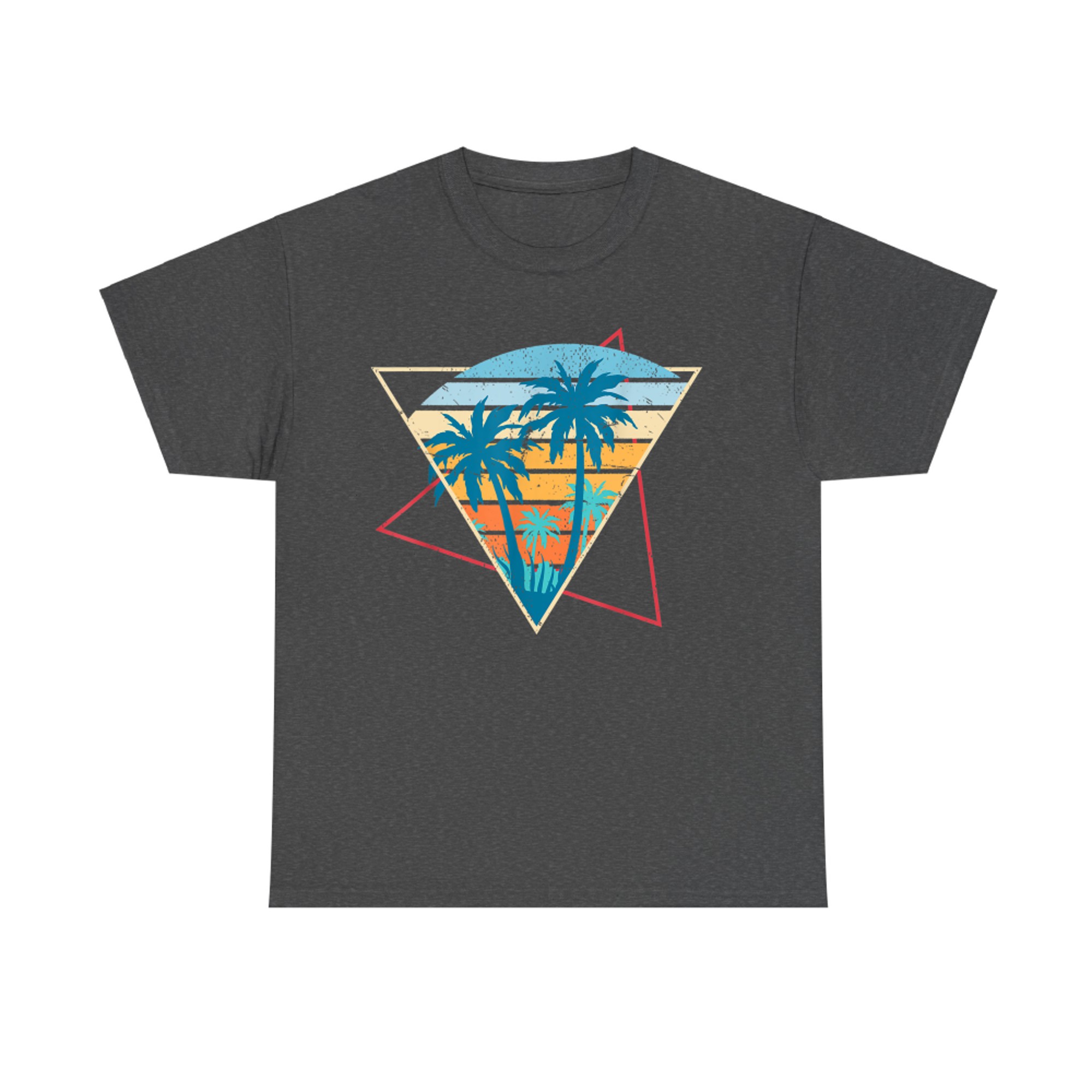 Summer Vibes Sunset Palm Trees Beach Retro Tropical Summer T-Shirt