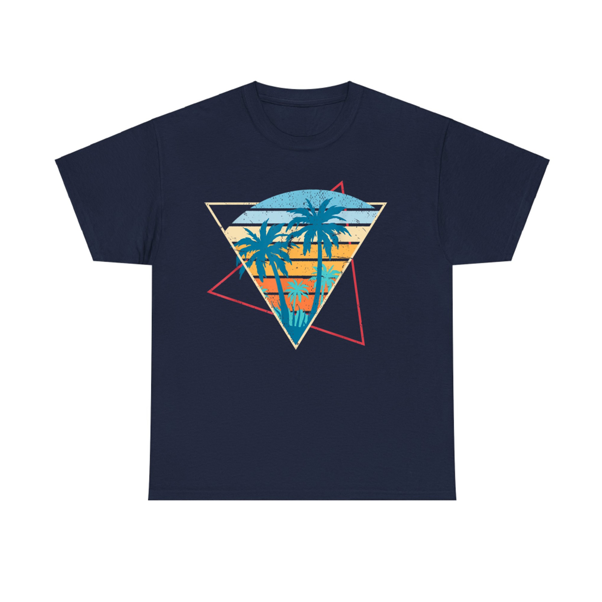 Summer Vibes Sunset Palm Trees Beach Retro Tropical Summer T-Shirt