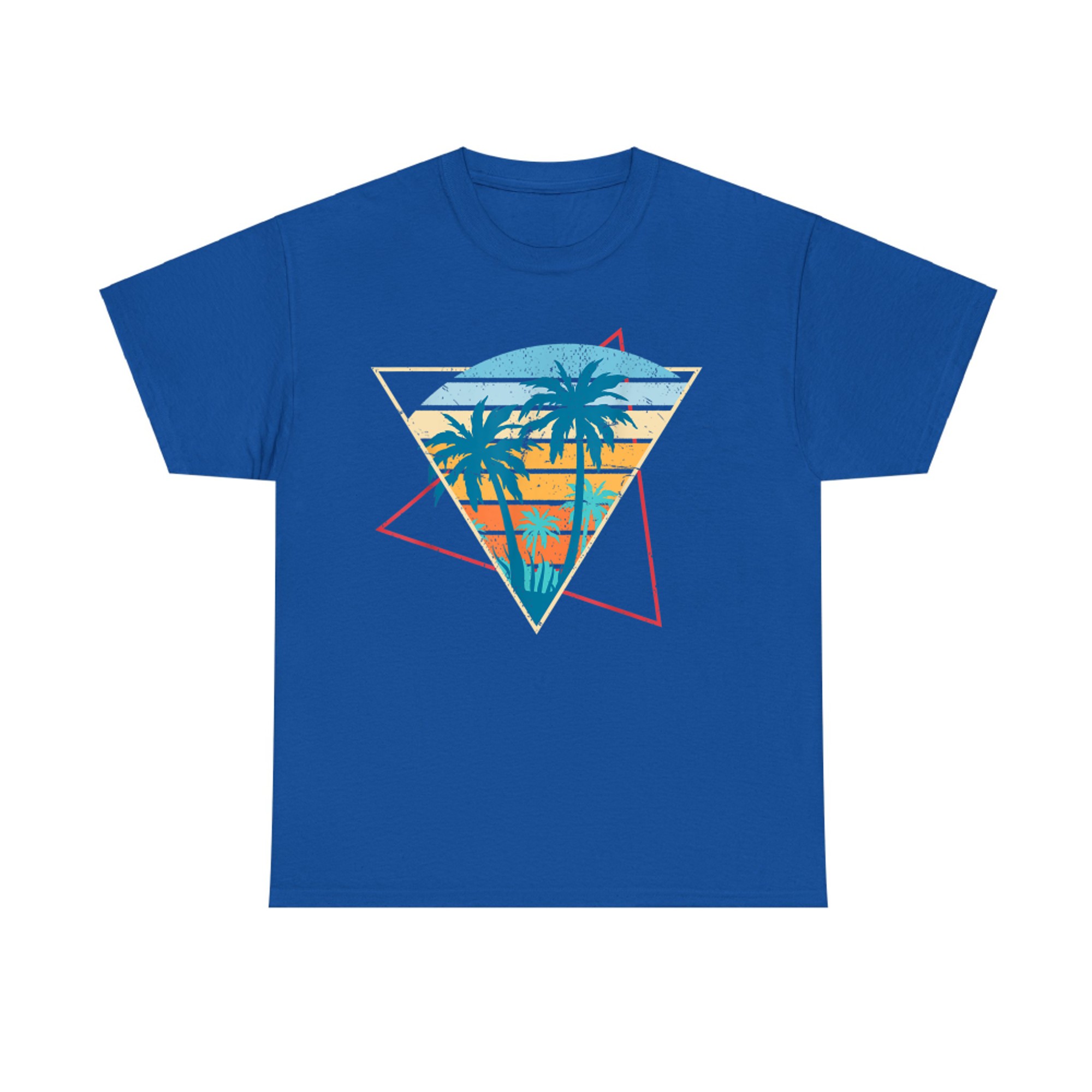Summer Vibes Sunset Palm Trees Beach Retro Tropical Summer T-Shirt