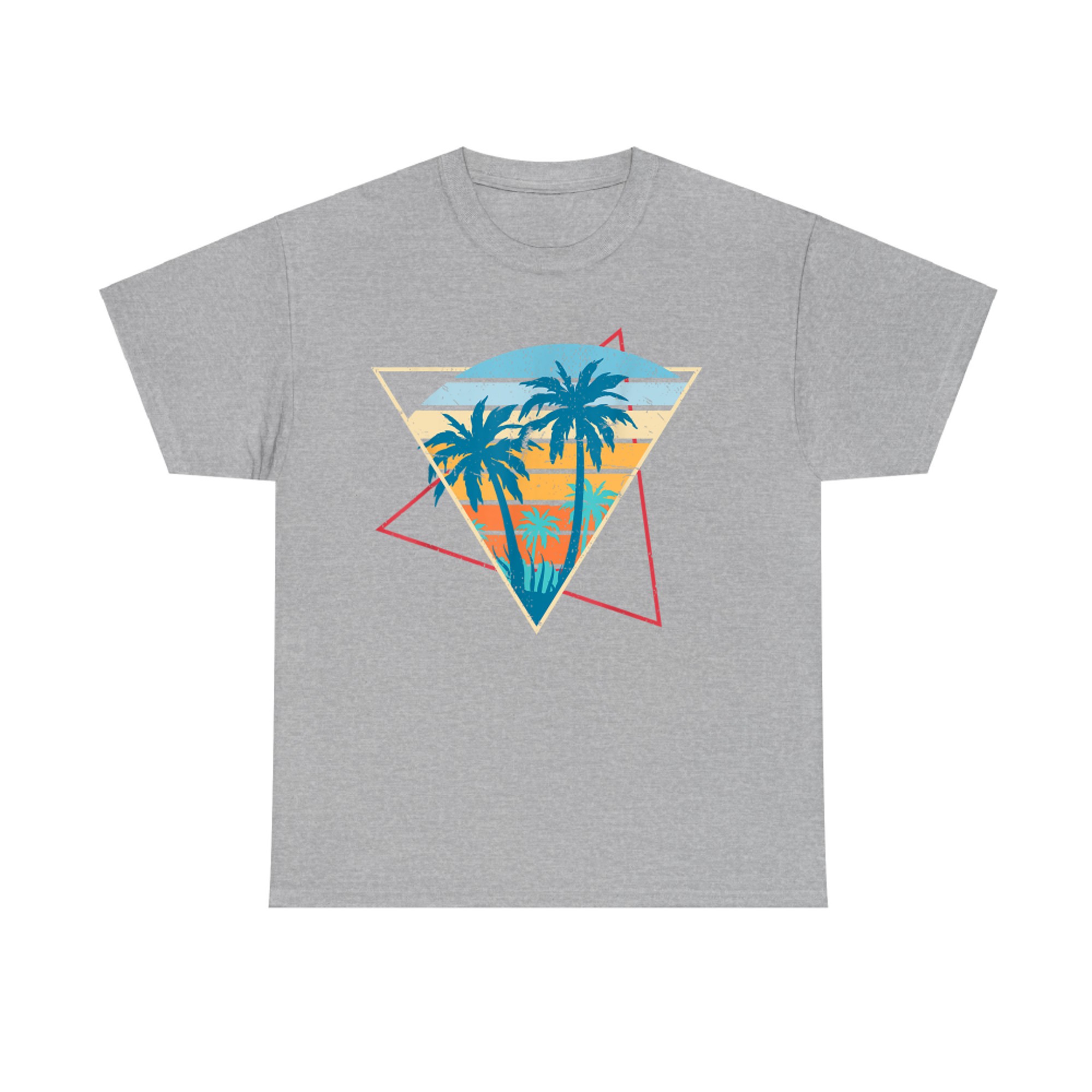 Summer Vibes Sunset Palm Trees Beach Retro Tropical Summer T-Shirt