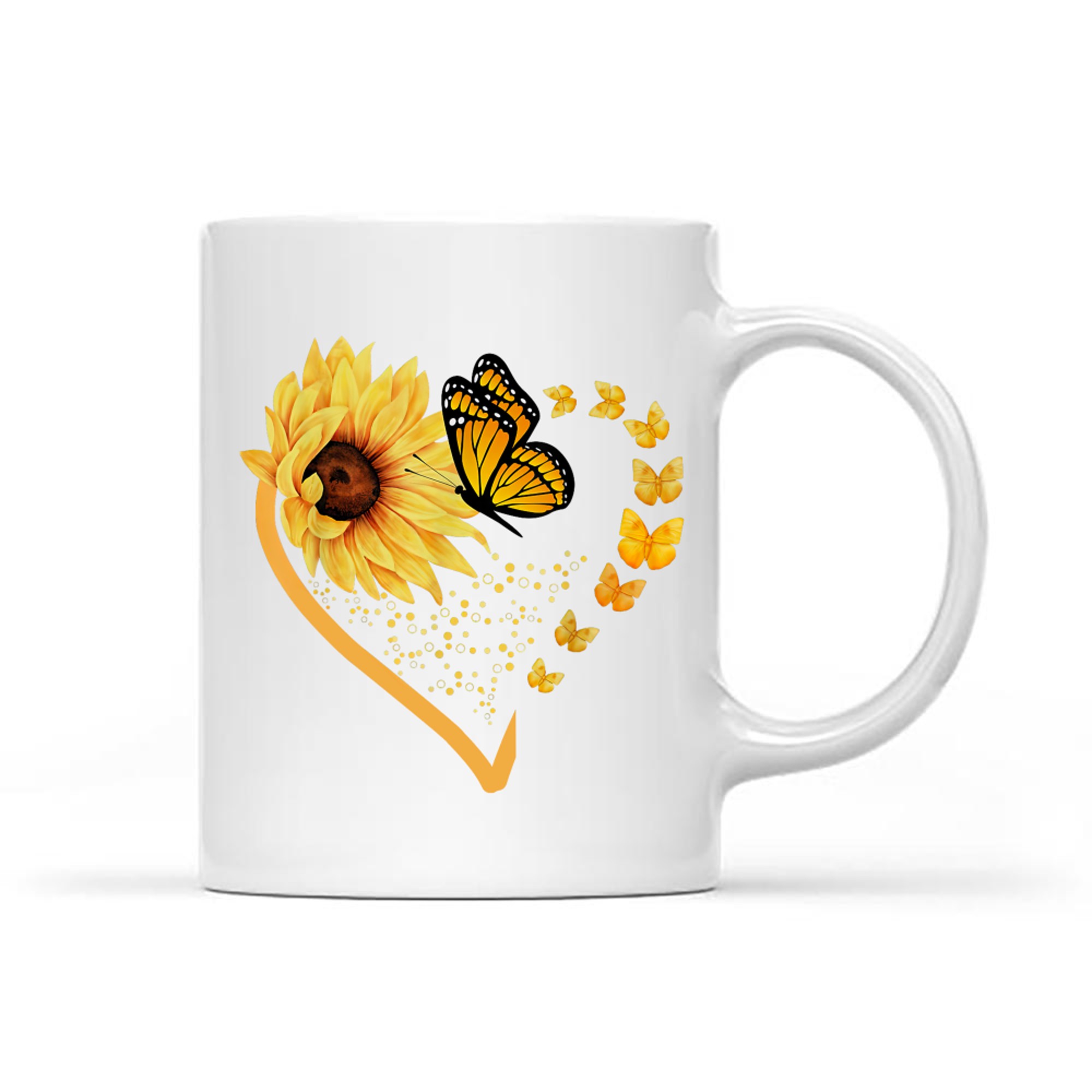 Sunflower Butterfly Heart Summer Floral Mug
