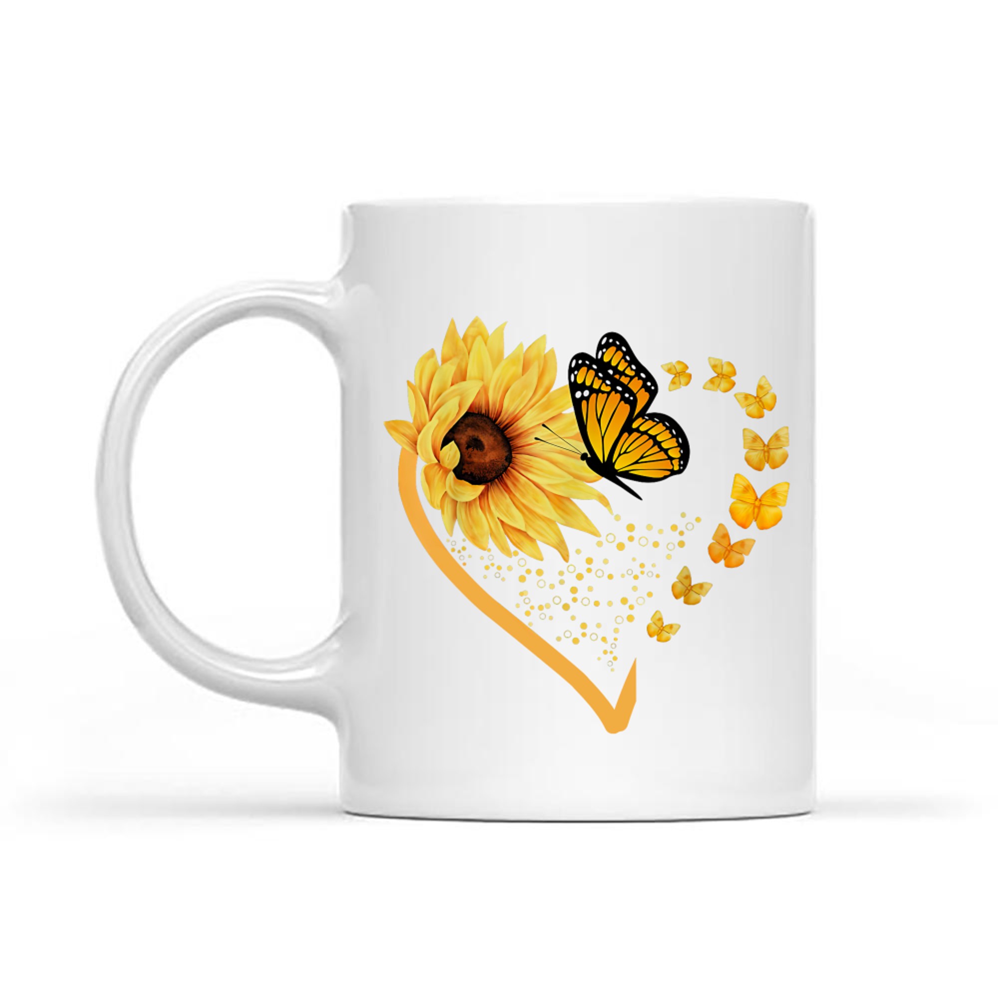 Sunflower Butterfly Heart Summer Floral Mug