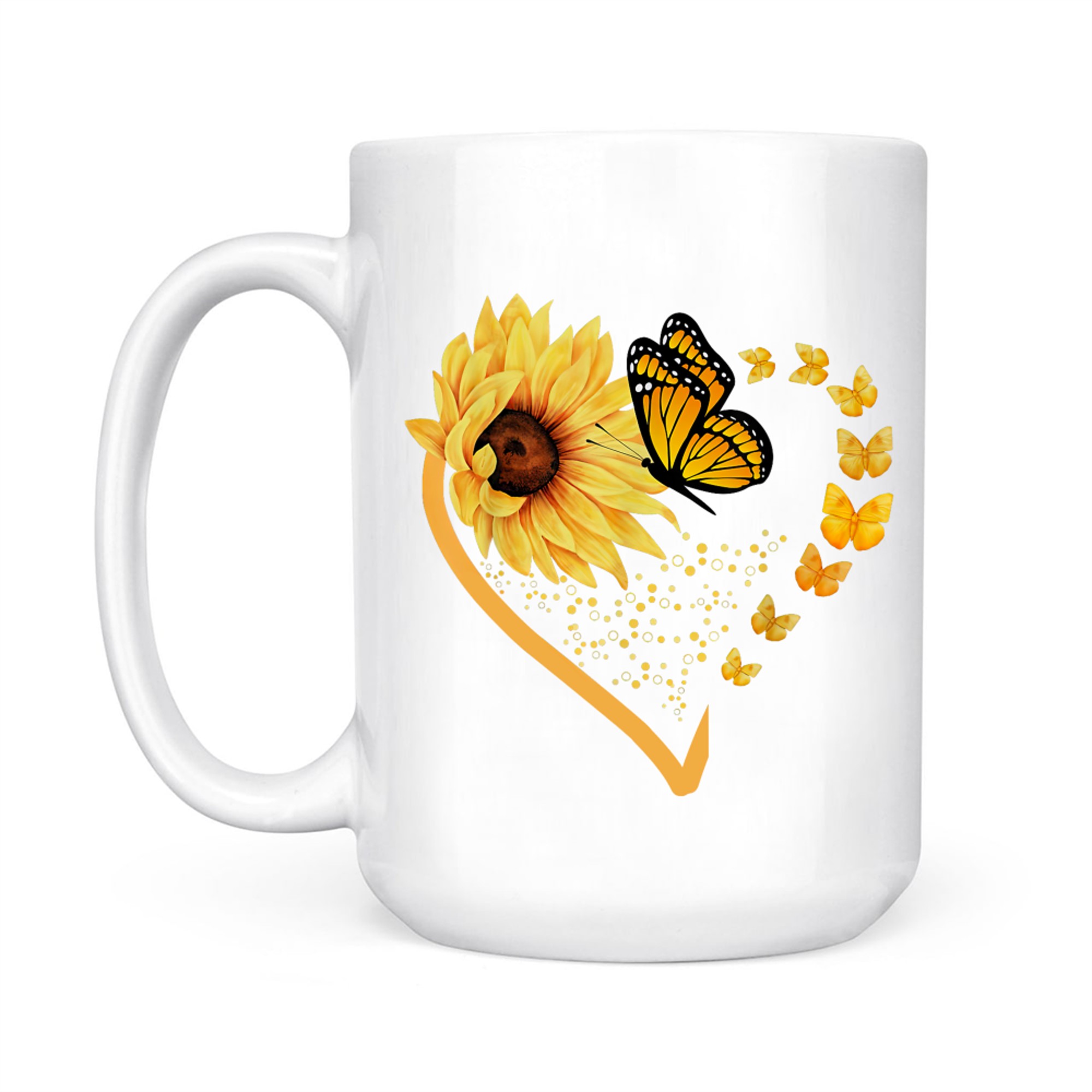 Sunflower Butterfly Heart Summer Floral Mug