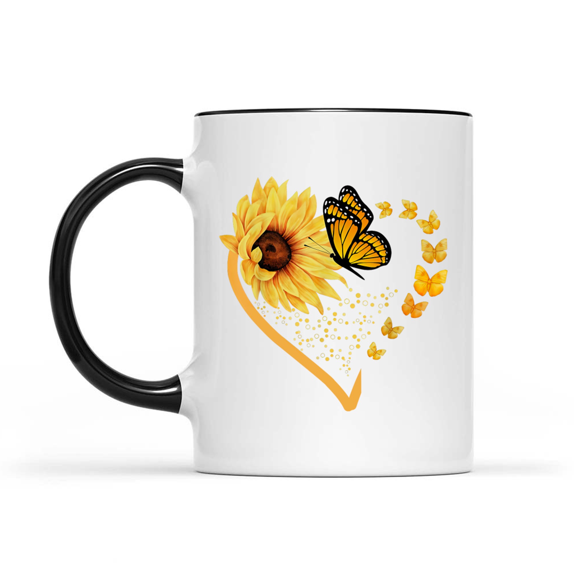Sunflower Butterfly Heart Summer Floral Mug