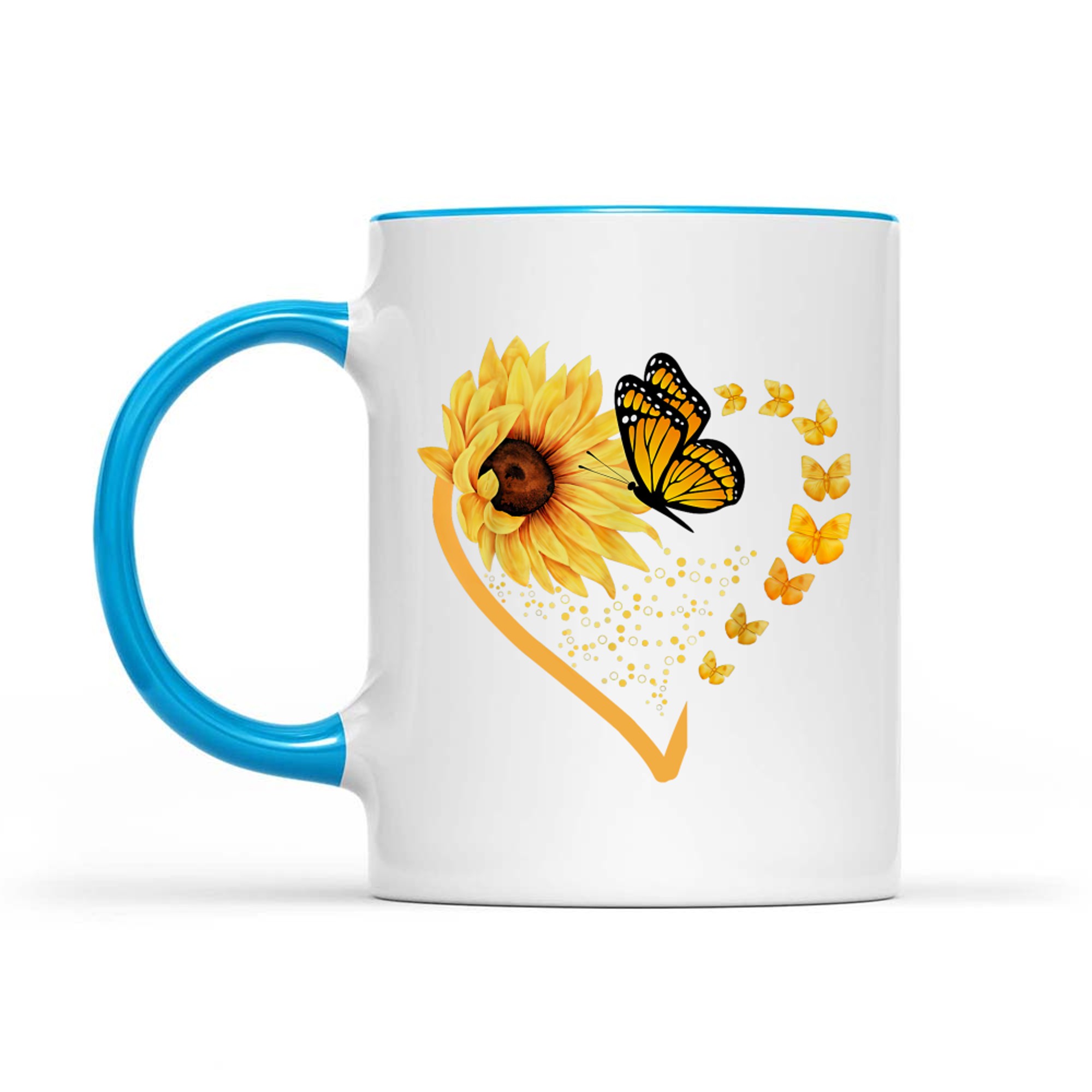 Sunflower Butterfly Heart Summer Floral Mug