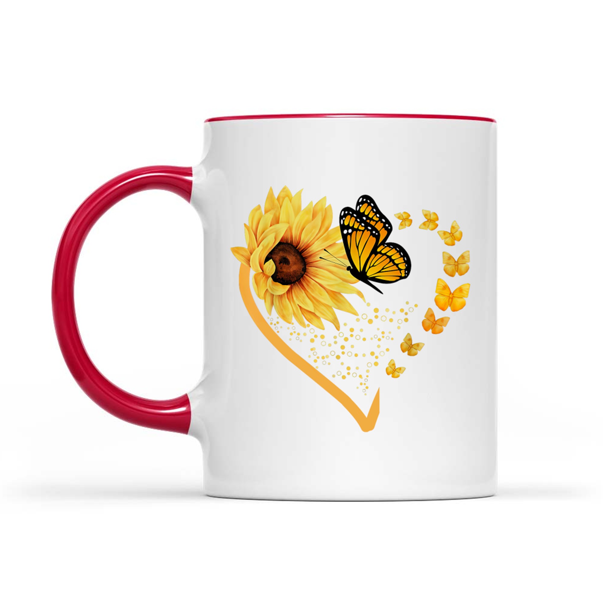 Sunflower Butterfly Heart Summer Floral Mug