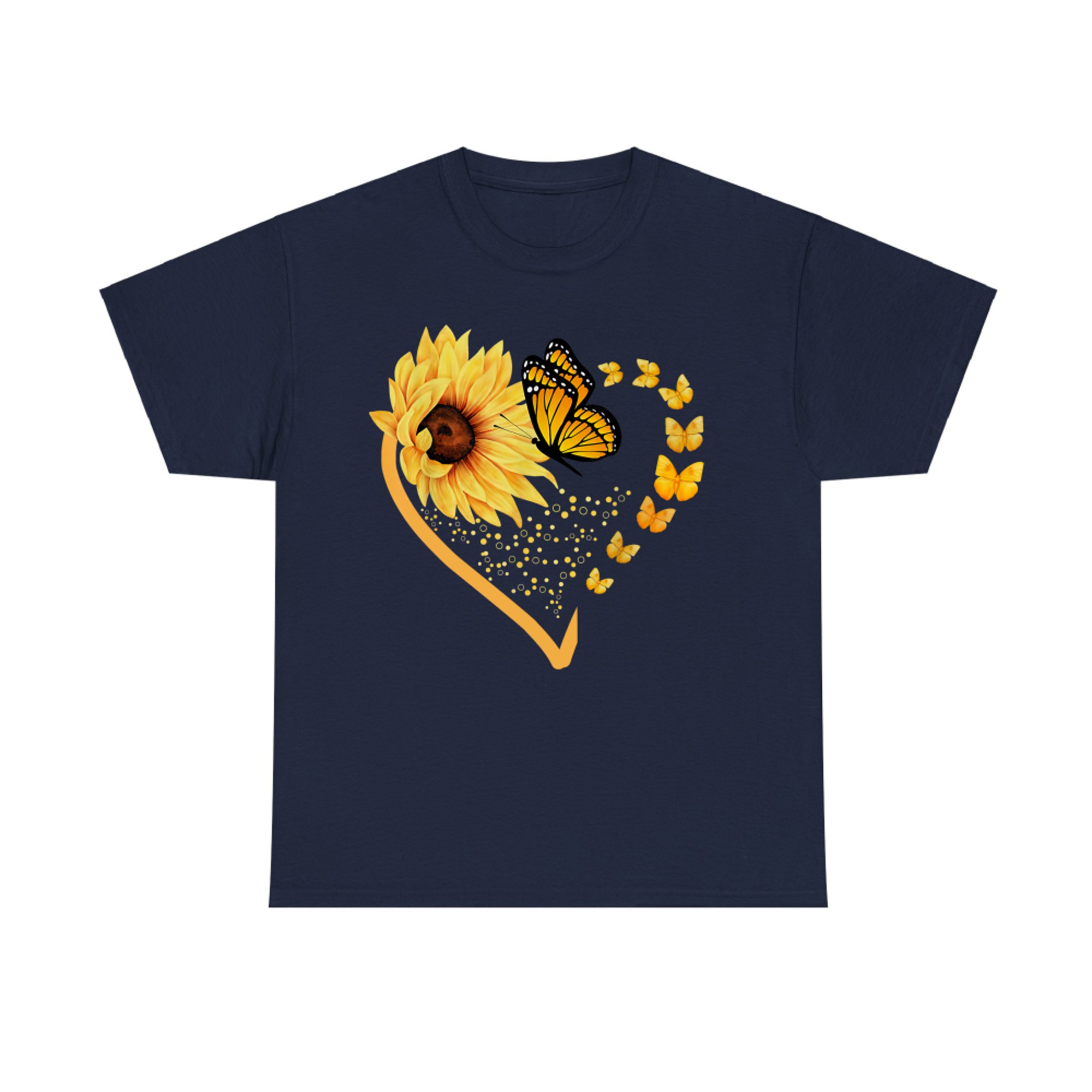 Sunflower Butterfly Heart Summer Floral T-Shirt