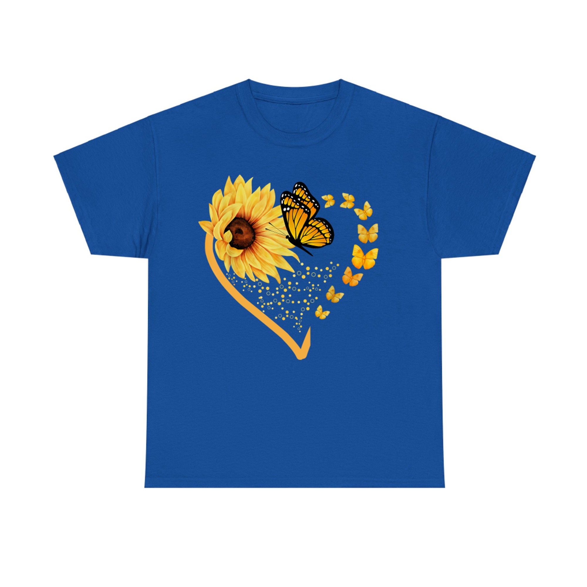 Sunflower Butterfly Heart Summer Floral T-Shirt