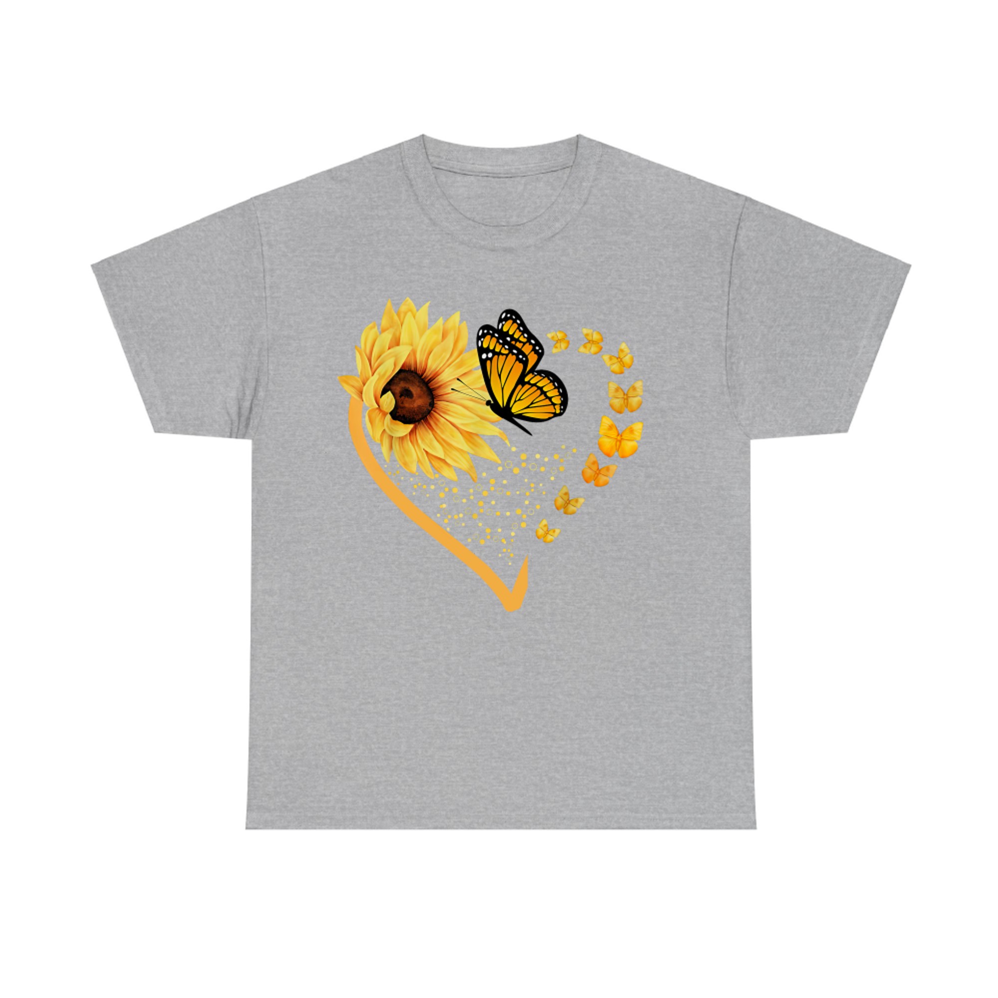 Sunflower Butterfly Heart Summer Floral T-Shirt
