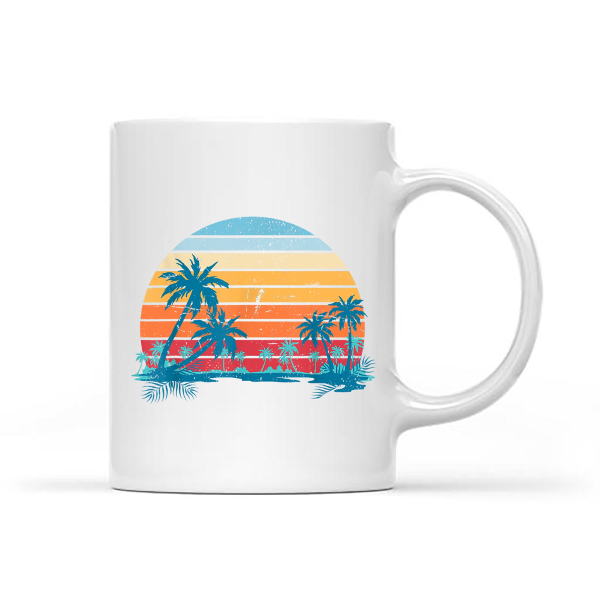 Sunset Beach Palms Summer Vibes Retro Tropical Mug