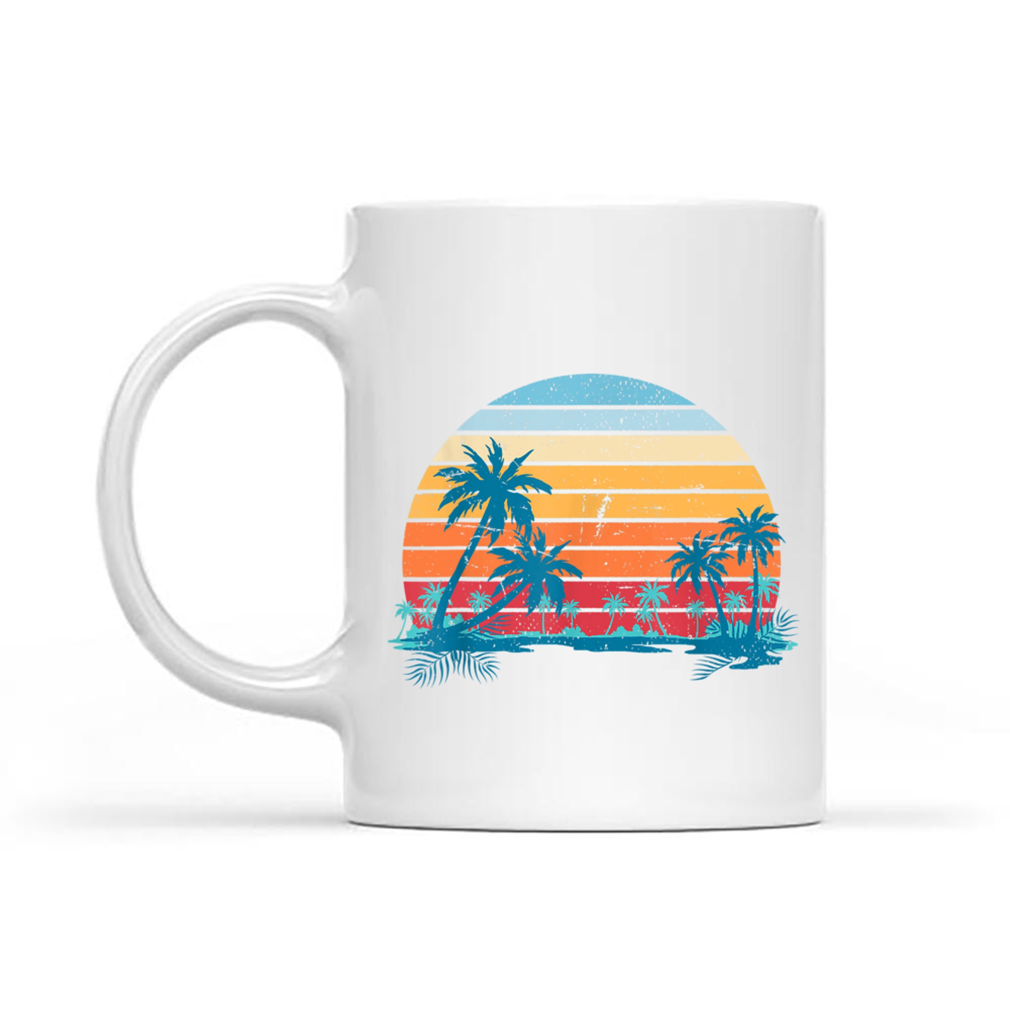 Sunset Beach Palms Summer Vibes Retro Tropical Mug