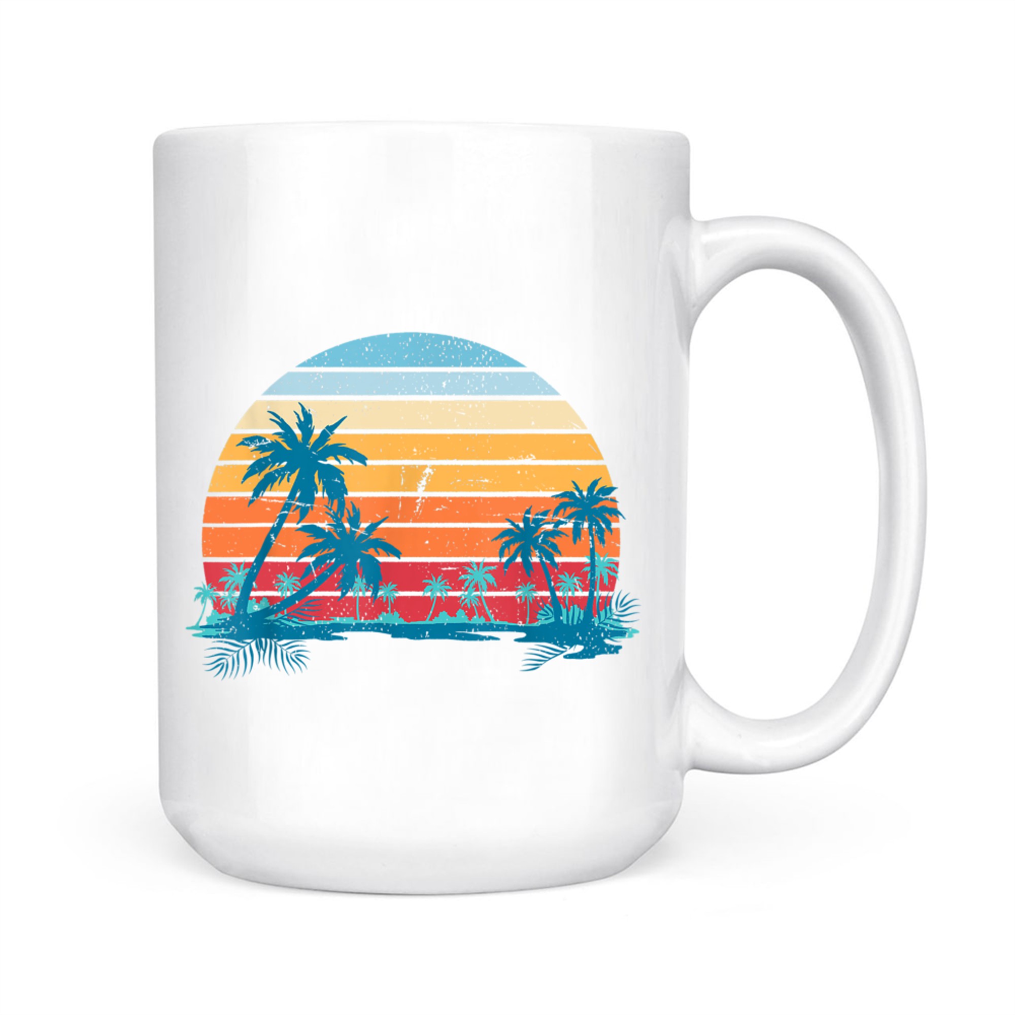 Sunset Beach Palms Summer Vibes Retro Tropical Mug