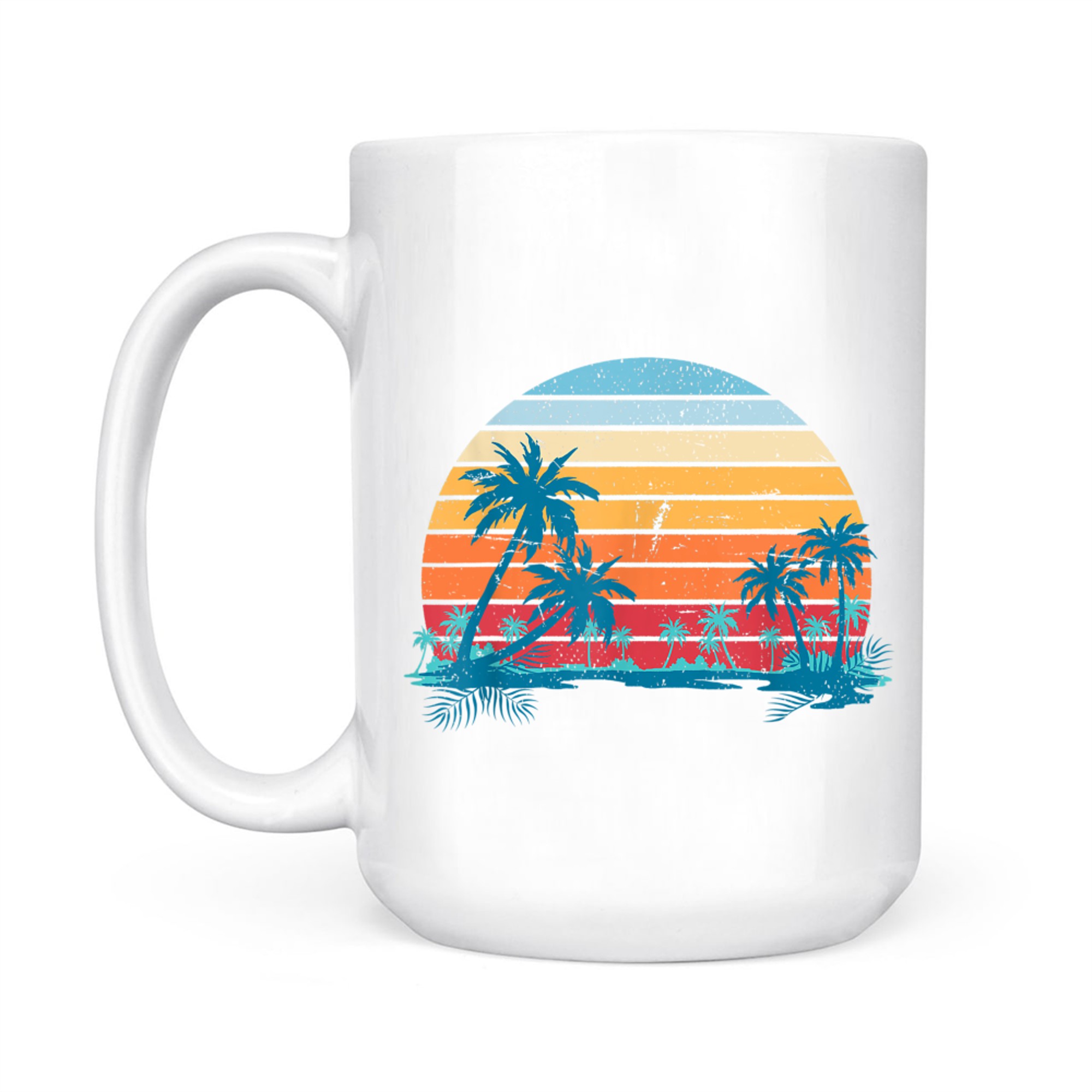 Sunset Beach Palms Summer Vibes Retro Tropical Mug