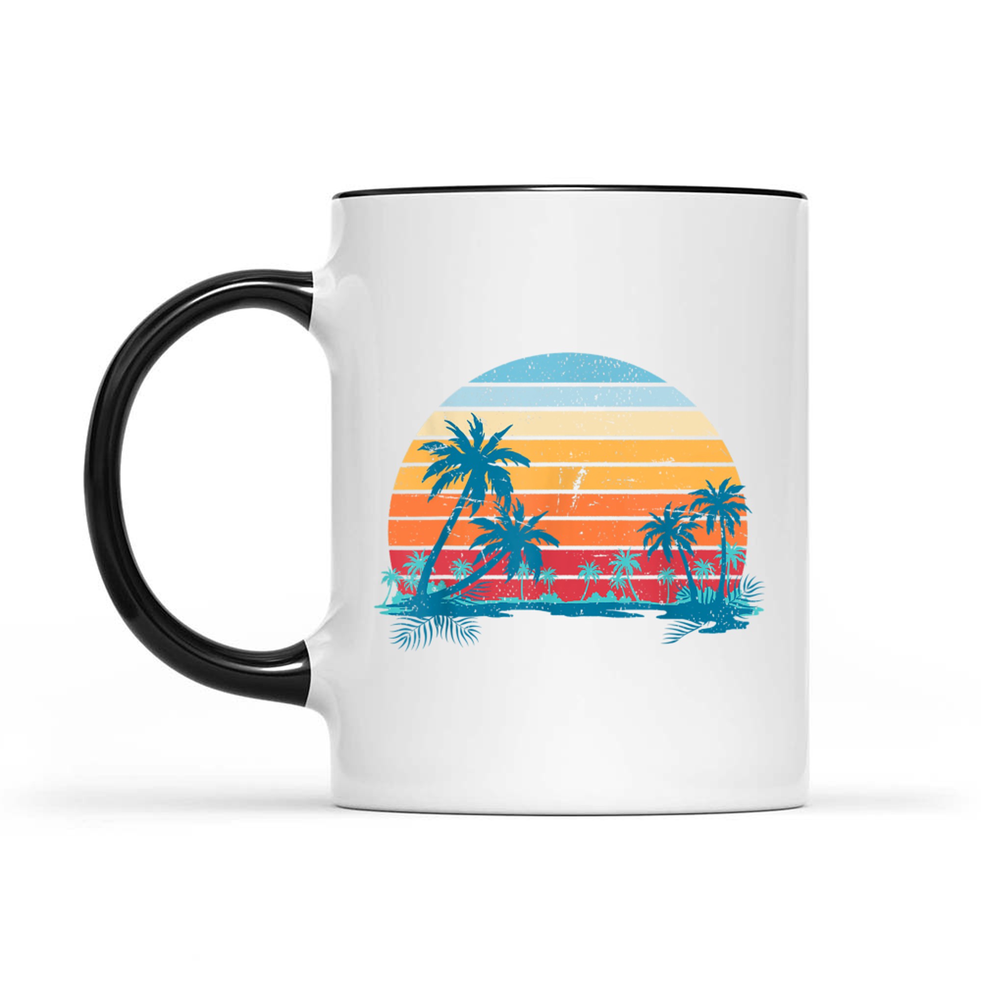 Sunset Beach Palms Summer Vibes Retro Tropical Mug