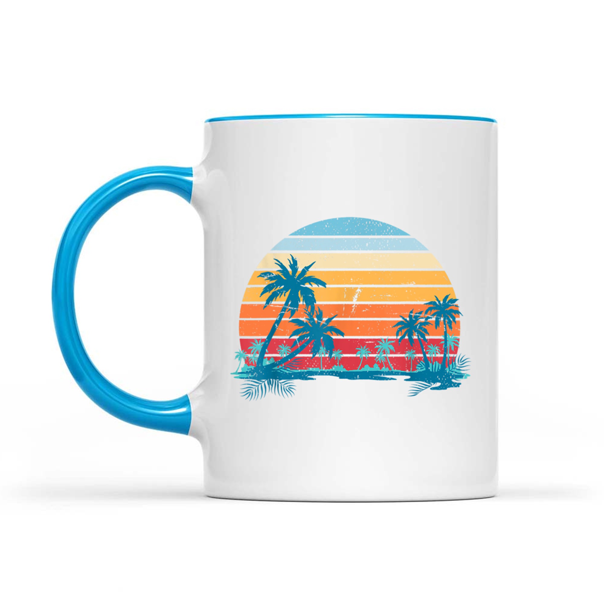 Sunset Beach Palms Summer Vibes Retro Tropical Mug