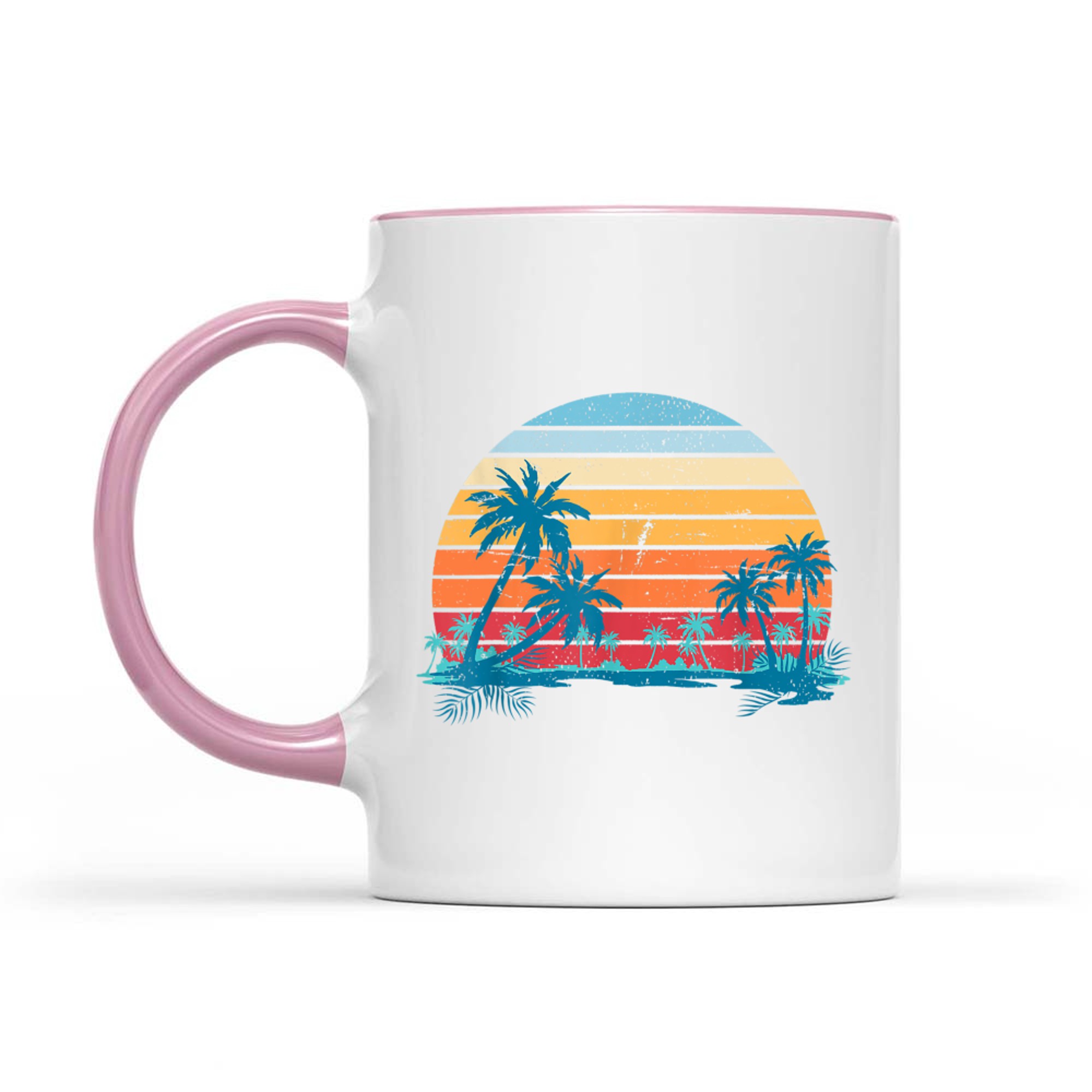 Sunset Beach Palms Summer Vibes Retro Tropical Mug