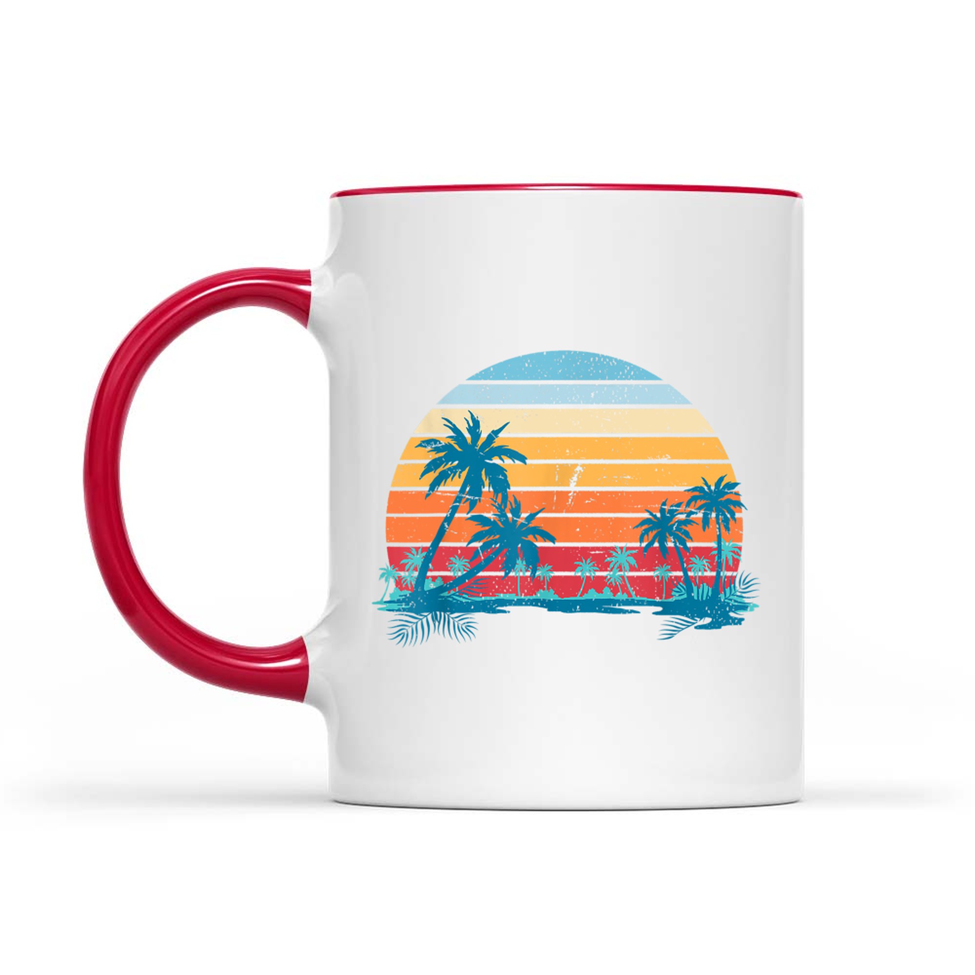 Sunset Beach Palms Summer Vibes Retro Tropical Mug