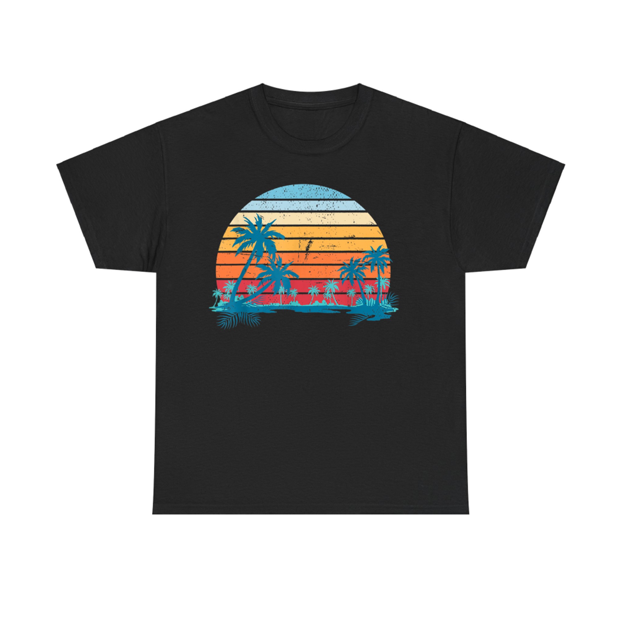 Sunset Beach Palms Summer Vibes Retro Tropical Summer T-Shirt