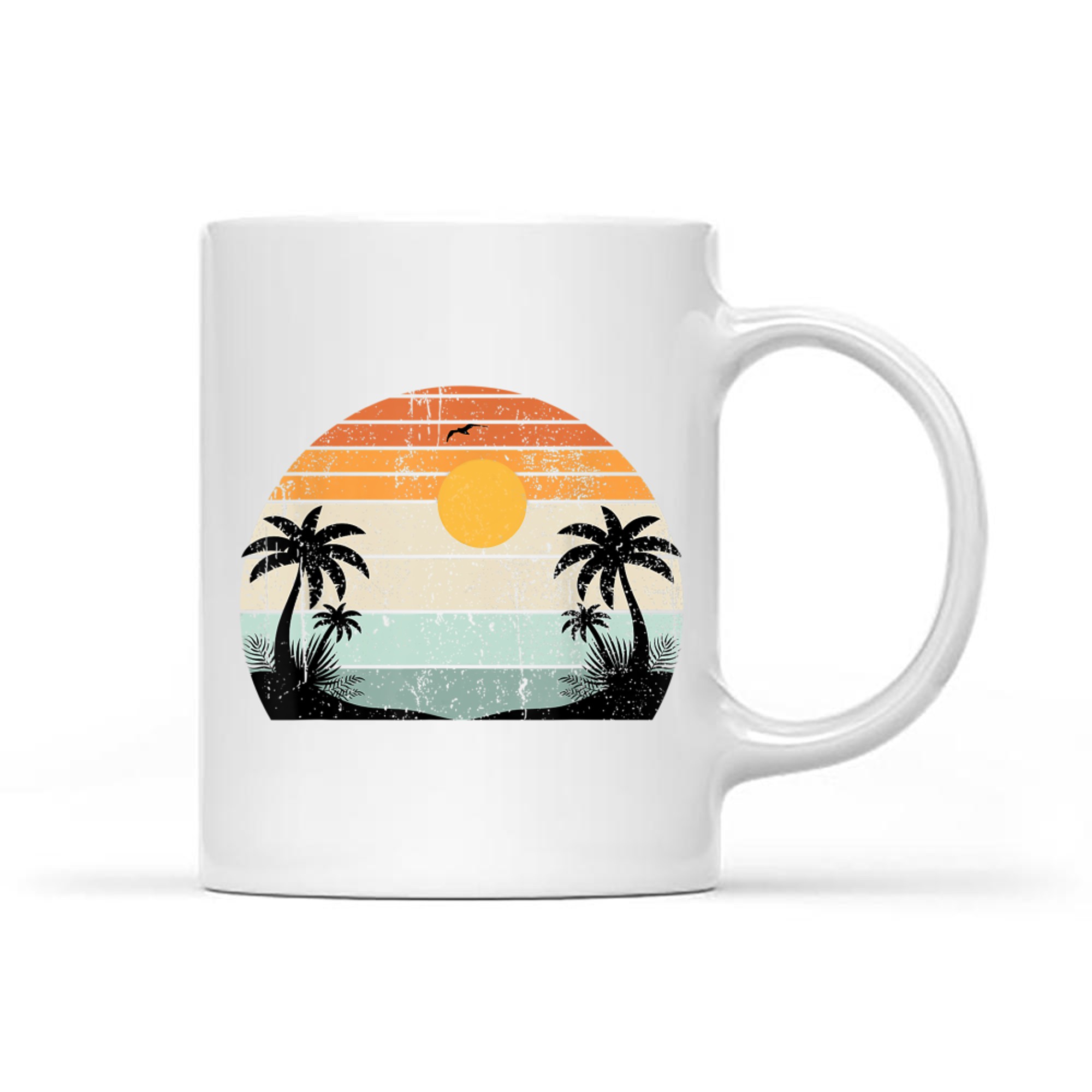 Sunshine Summer Vibes Palm Trees Beach Retro Mug
