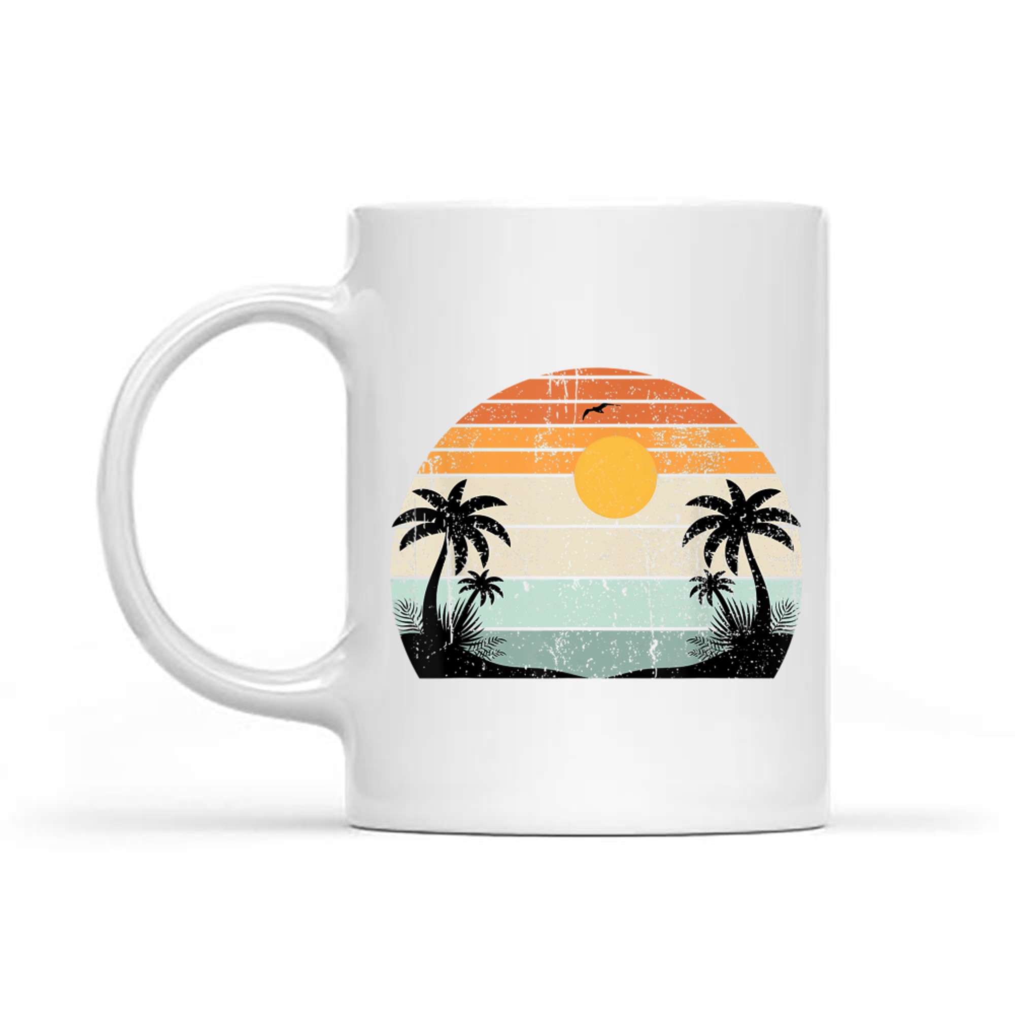 Sunshine Summer Vibes Palm Trees Beach Retro Mug