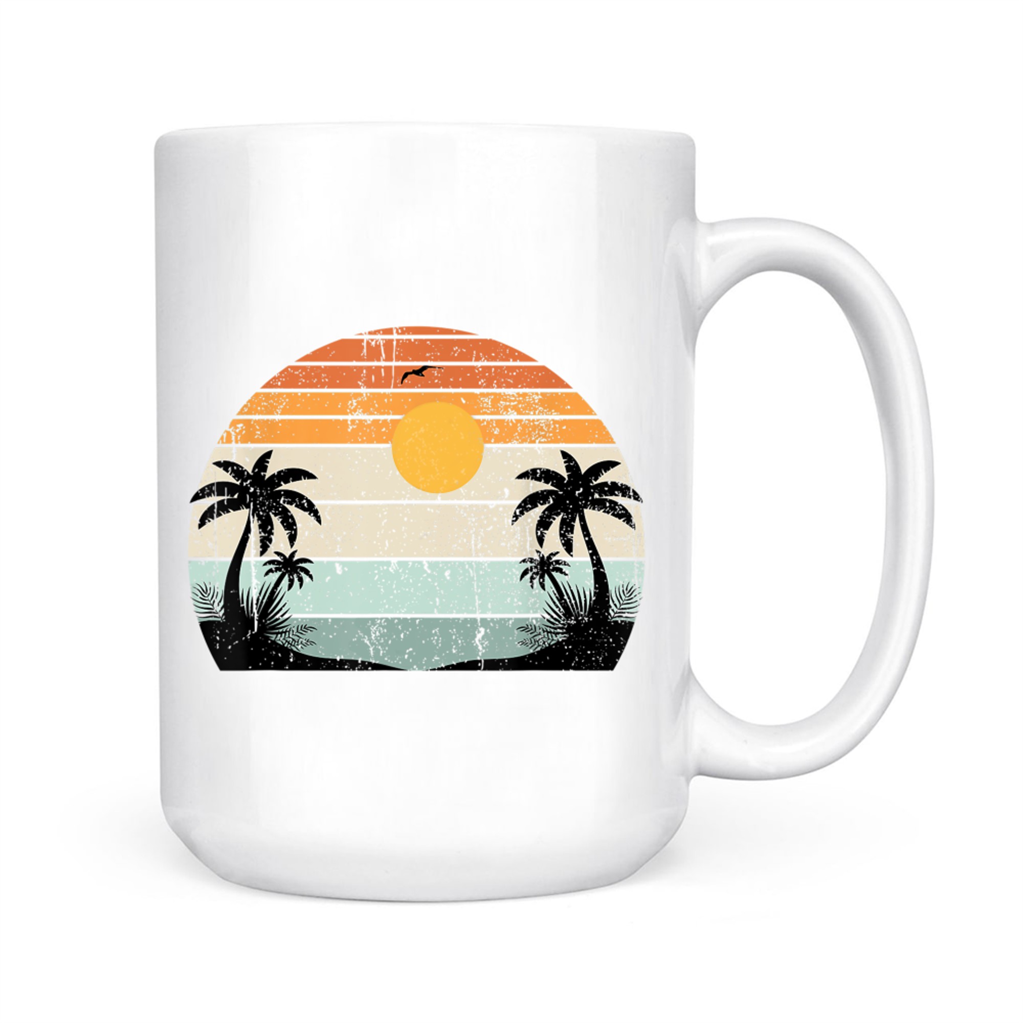Sunshine Summer Vibes Palm Trees Beach Retro Mug