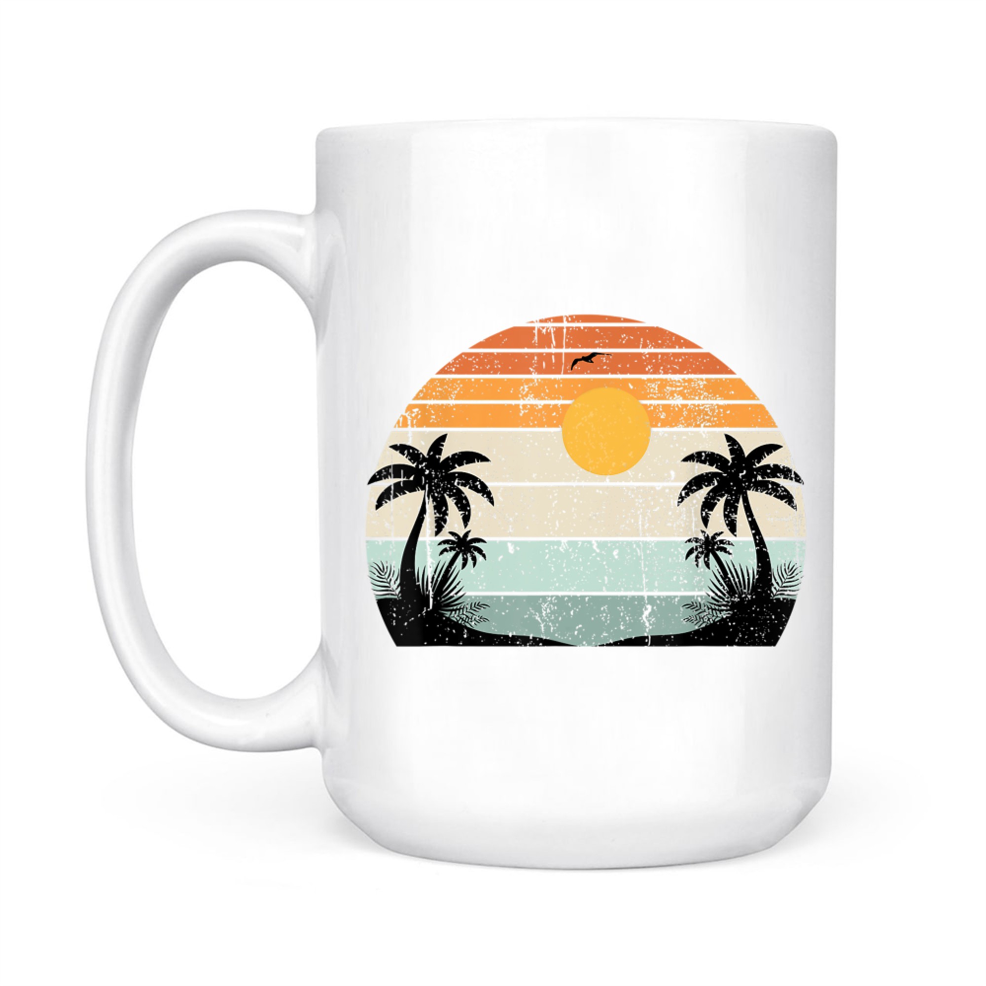 Sunshine Summer Vibes Palm Trees Beach Retro Mug
