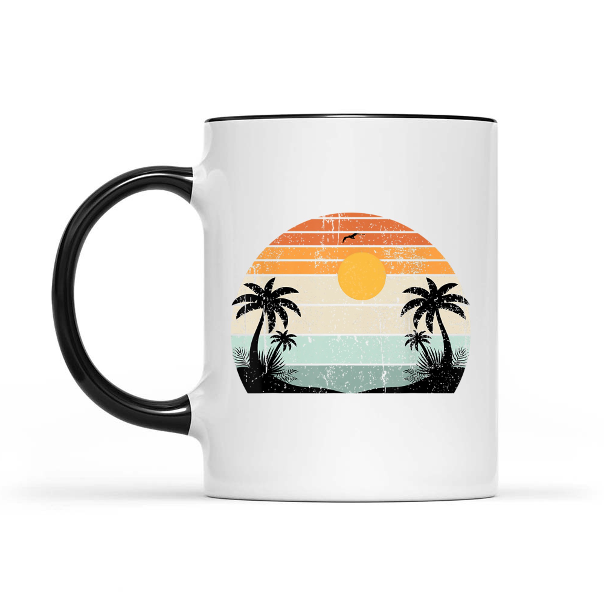 Sunshine Summer Vibes Palm Trees Beach Retro Mug
