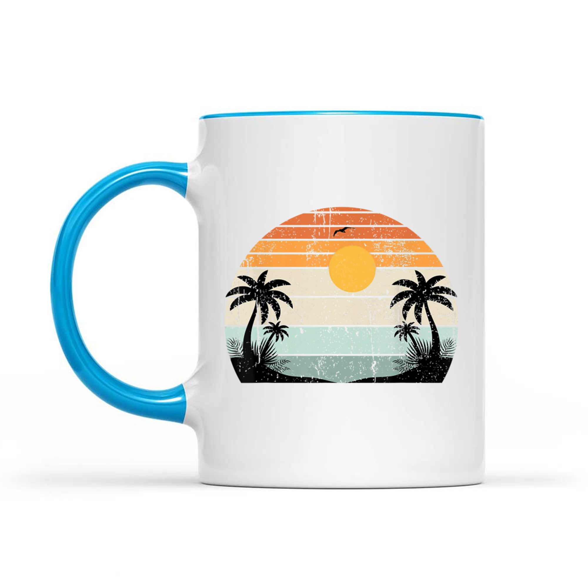 Sunshine Summer Vibes Palm Trees Beach Retro Mug
