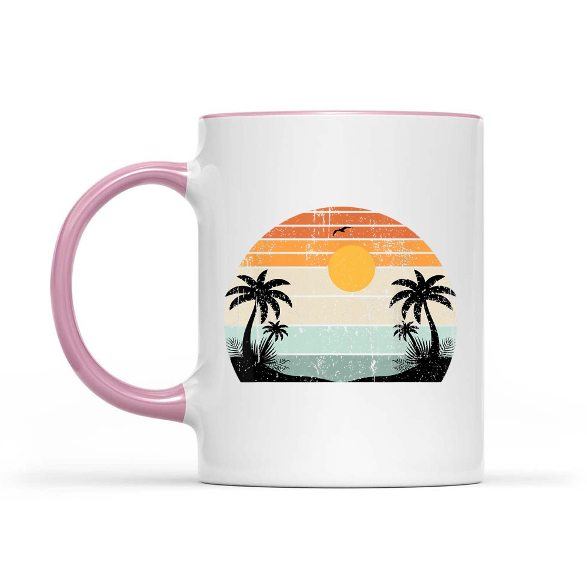 Sunshine Summer Vibes Palm Trees Beach Retro Mug