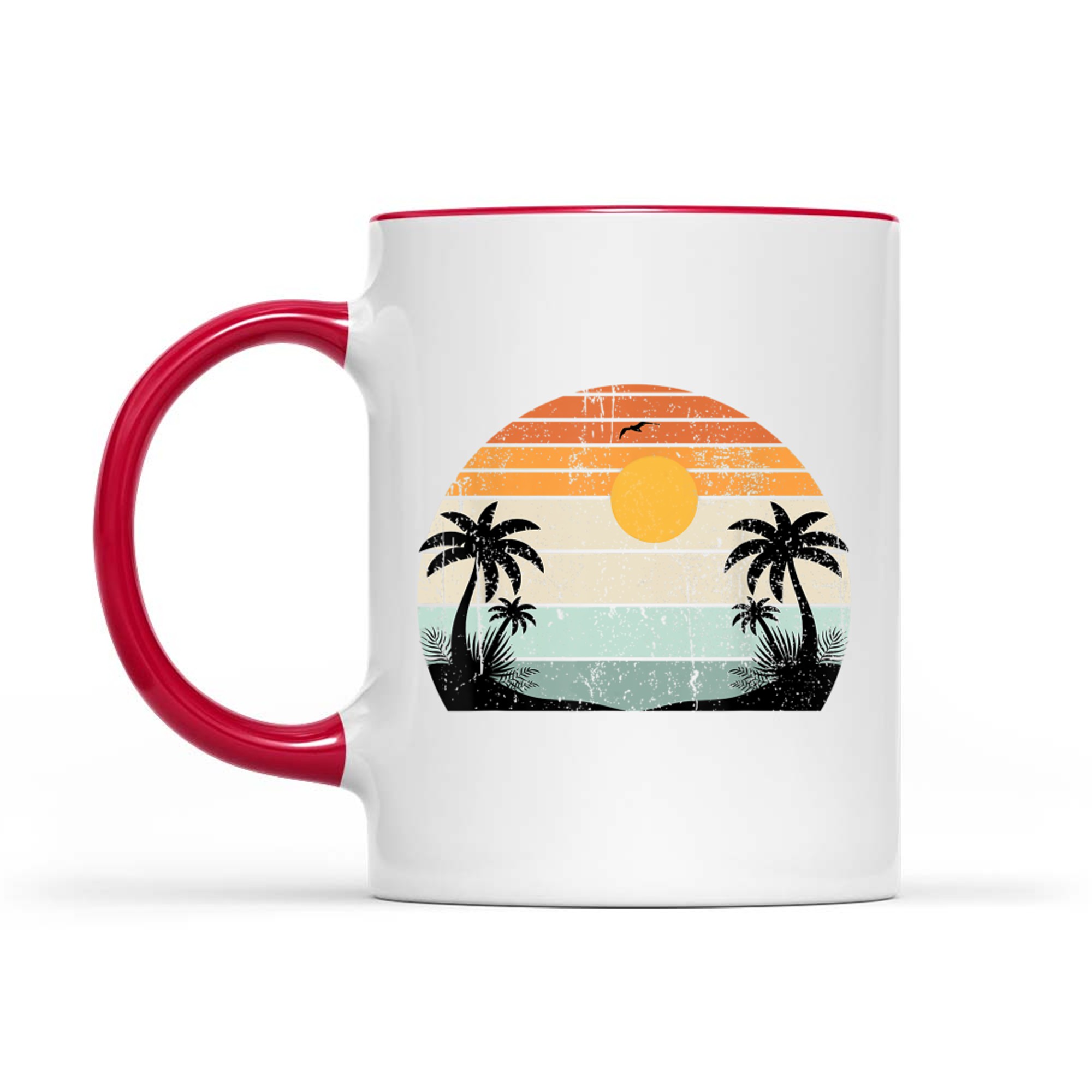 Sunshine Summer Vibes Palm Trees Beach Retro Mug