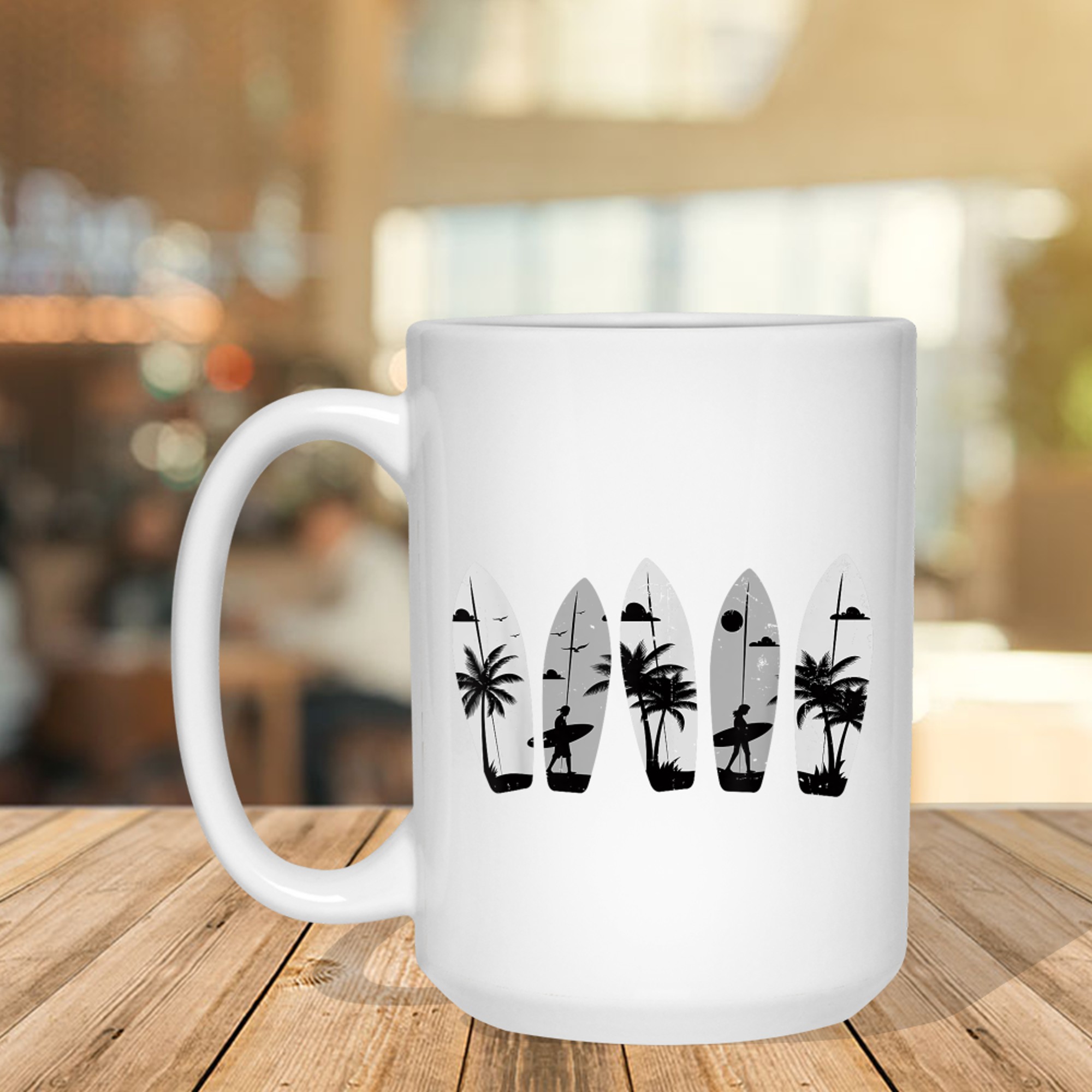 Surfboard Palm Trees Surfing Surfer Beach Summer Waves Surf Mug