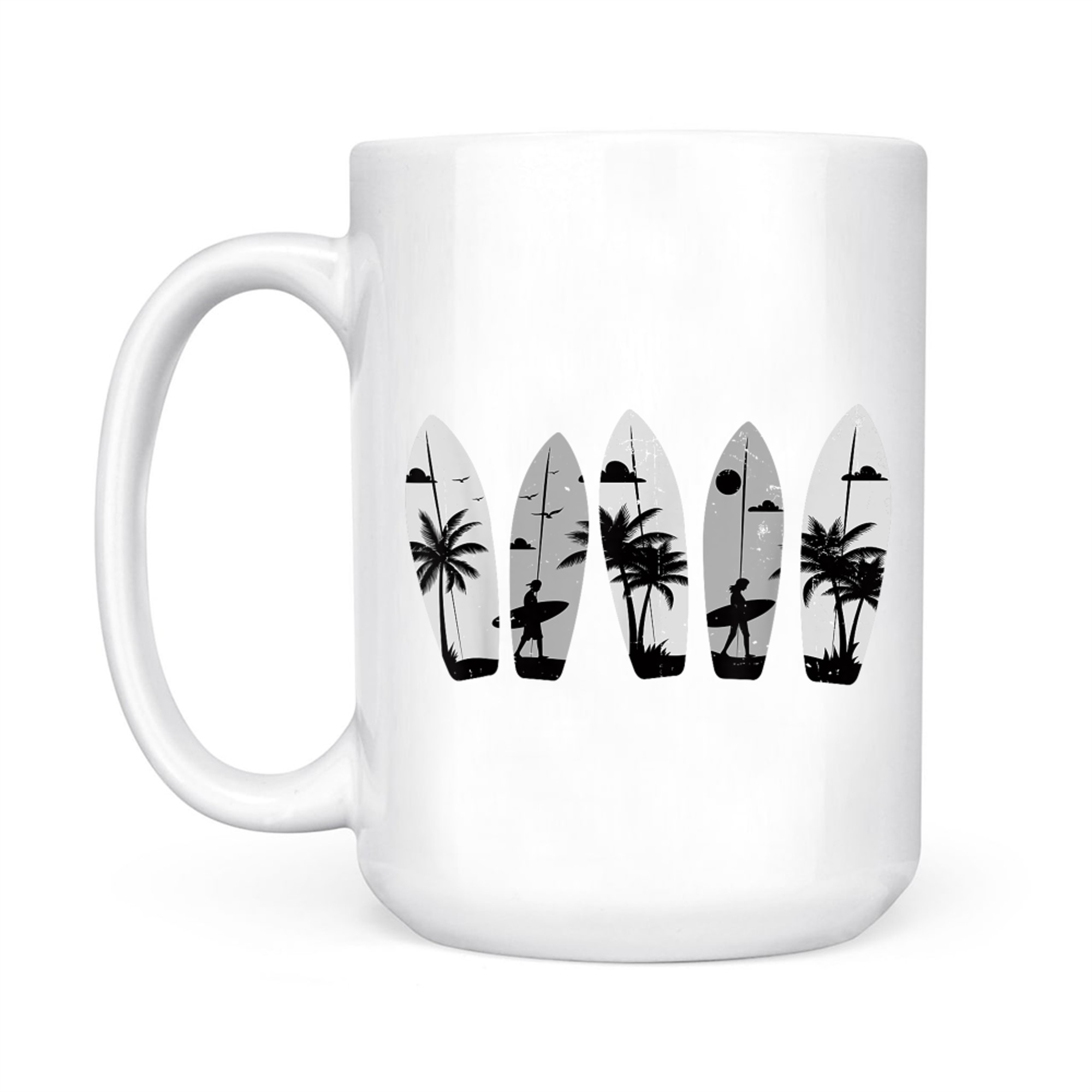 Surfboard Palm Trees Surfing Surfer Beach Summer Waves Surf Mug
