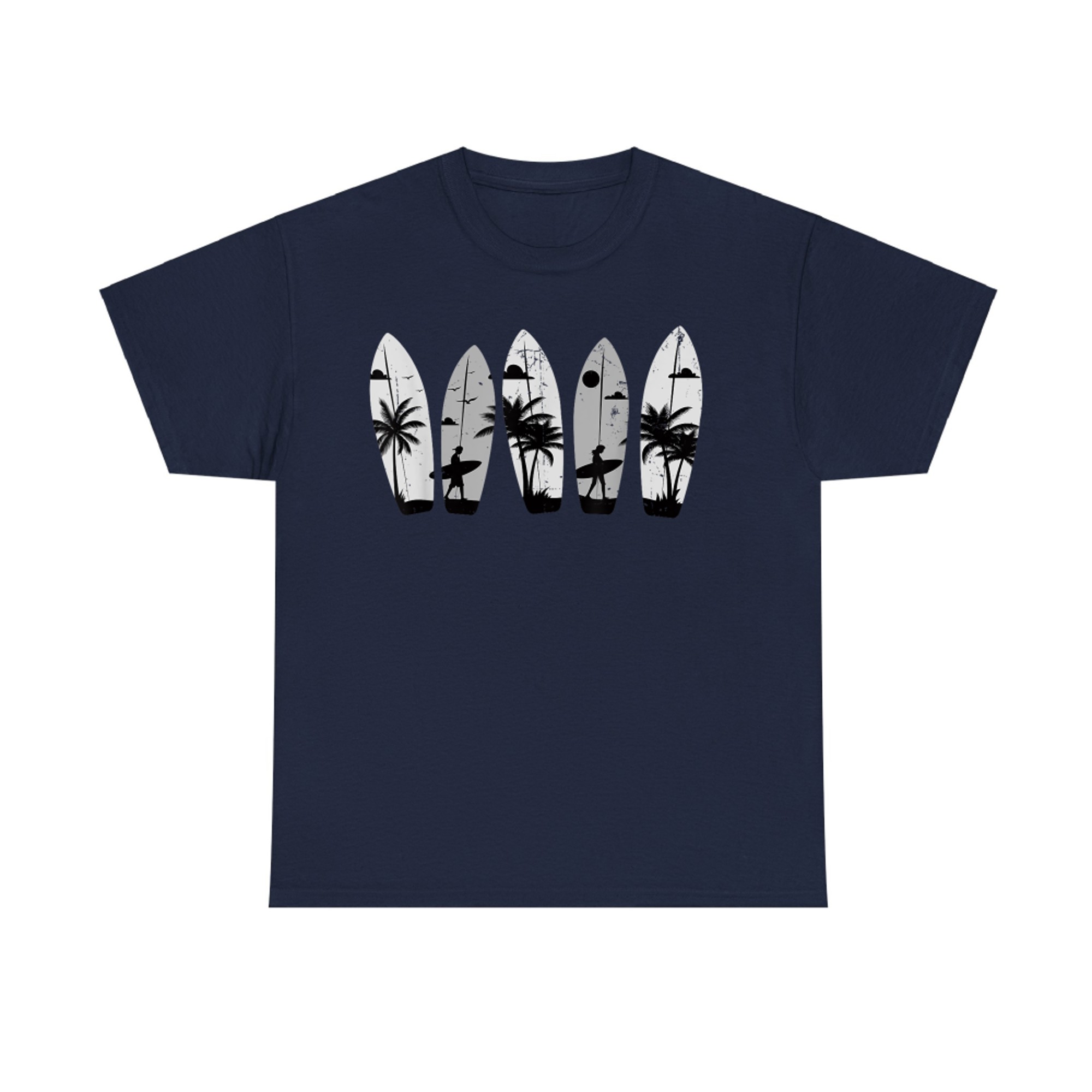 Surfboard Palm Trees Surfing Surfer Beach Summer Waves Surf T-Shirt
