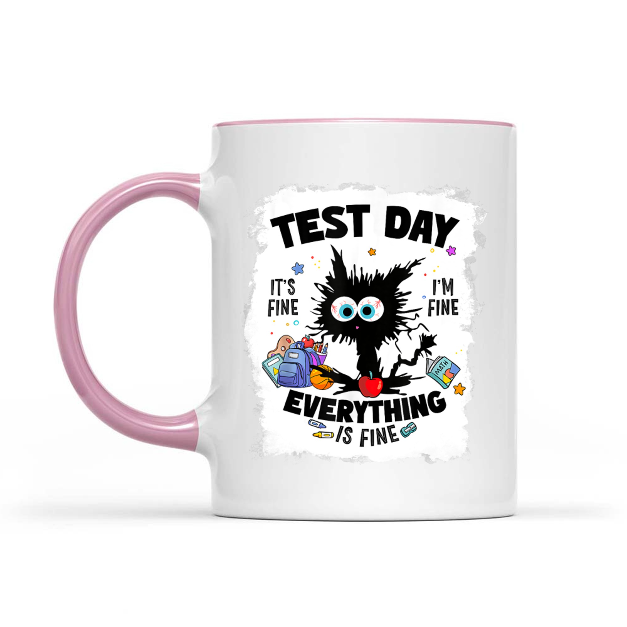Test Day Funny Stressed Cat Teacher Student Kids Testing Day Mug