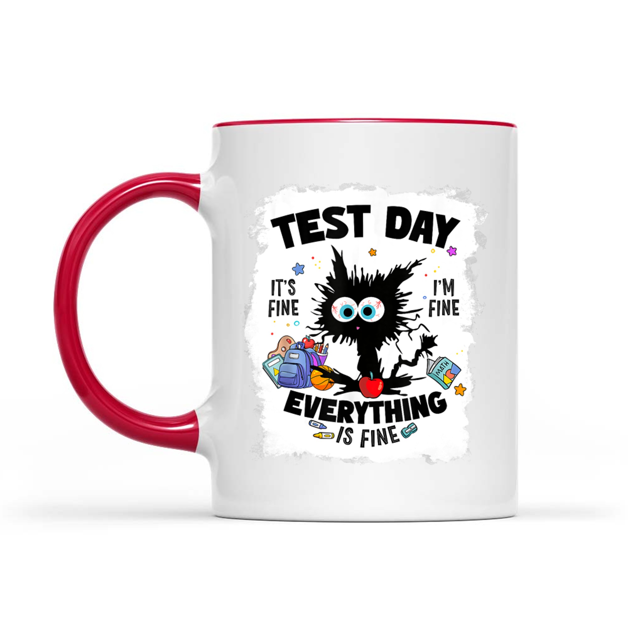 Test Day Funny Stressed Cat Teacher Student Kids Testing Day Mug
