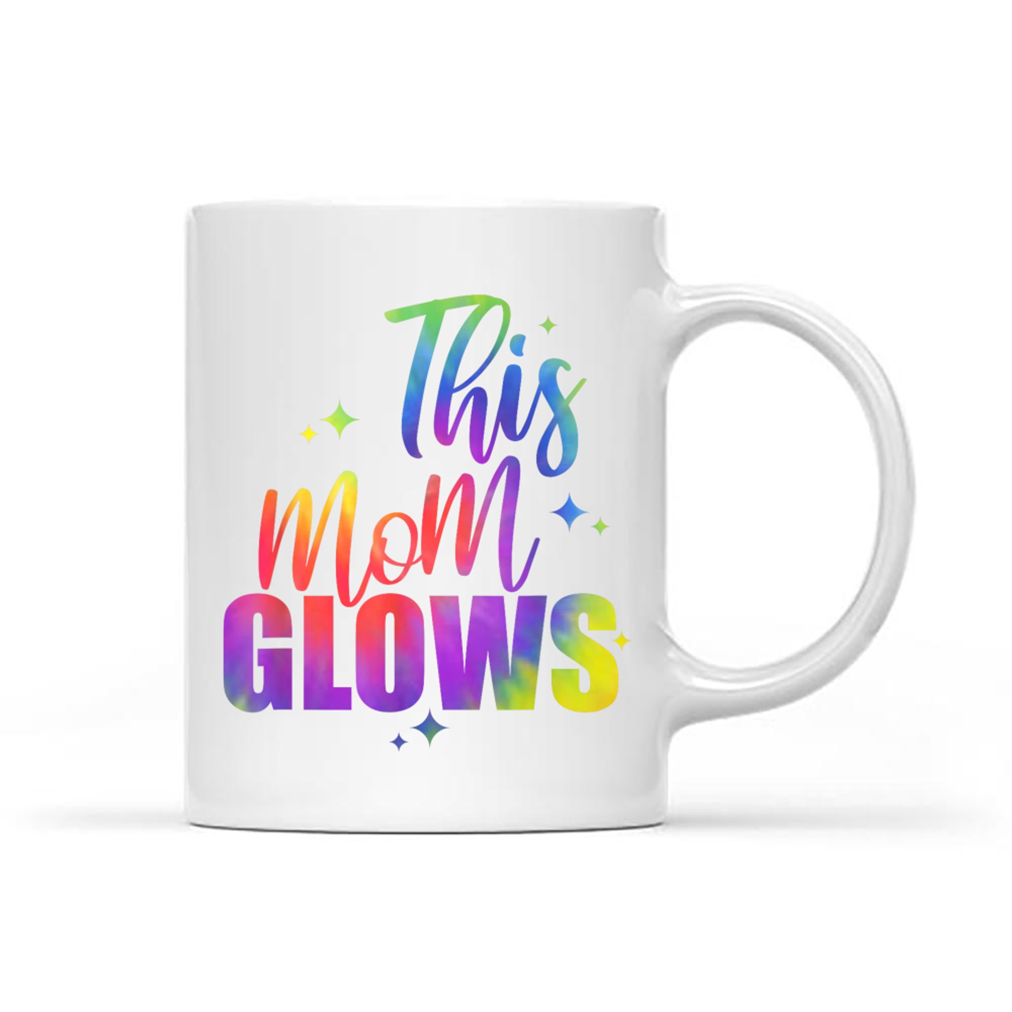 This Mom Glows Happy Mothers Day Tie Dye Mom Colors 80's Mug