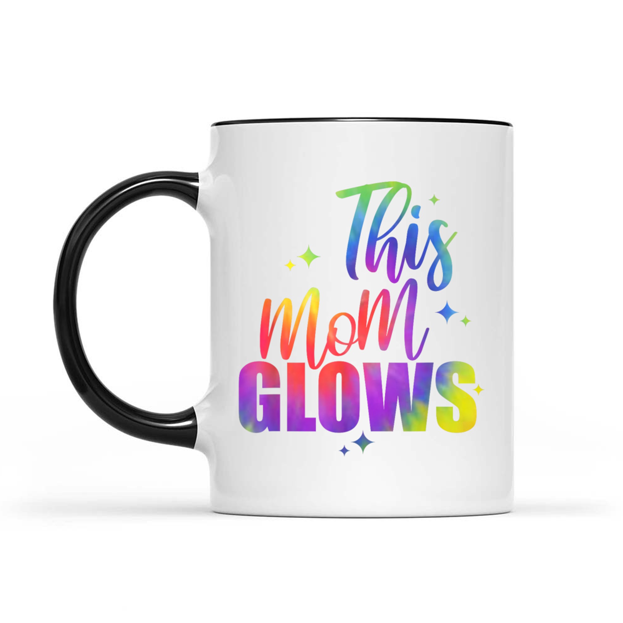 This Mom Glows Happy Mothers Day Tie Dye Mom Colors 80's Mug