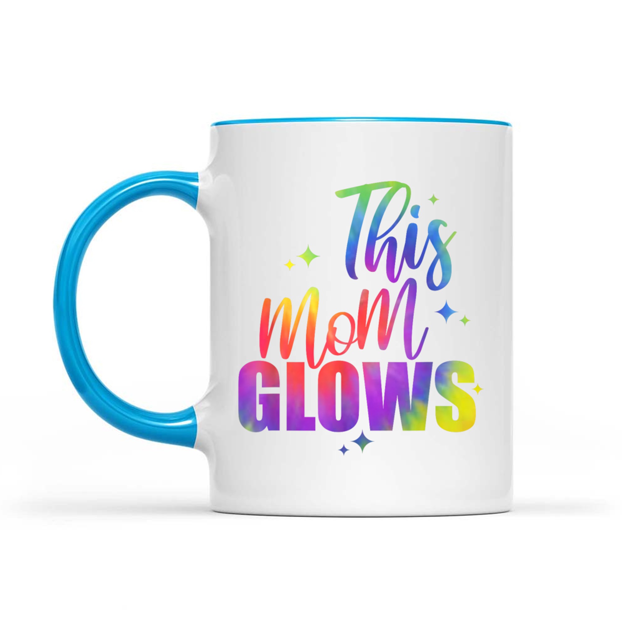 This Mom Glows Happy Mothers Day Tie Dye Mom Colors 80's Mug
