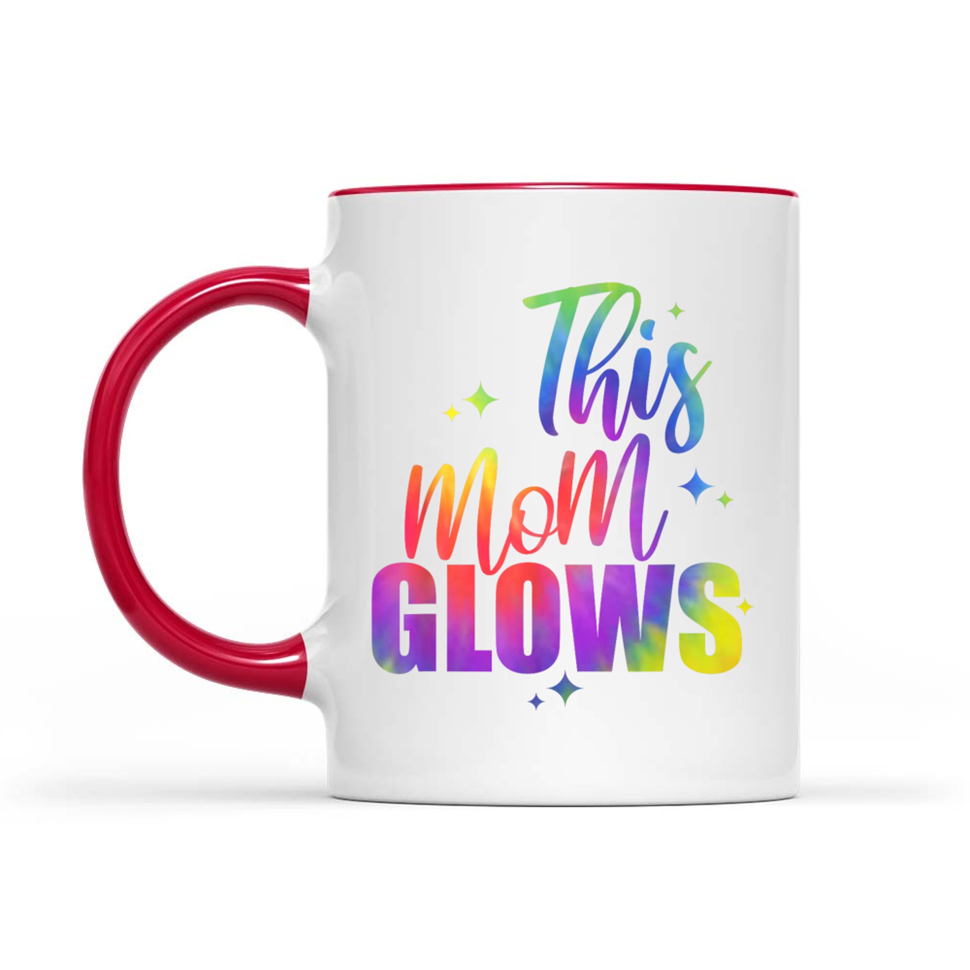 This Mom Glows Happy Mothers Day Tie Dye Mom Colors 80's Mug