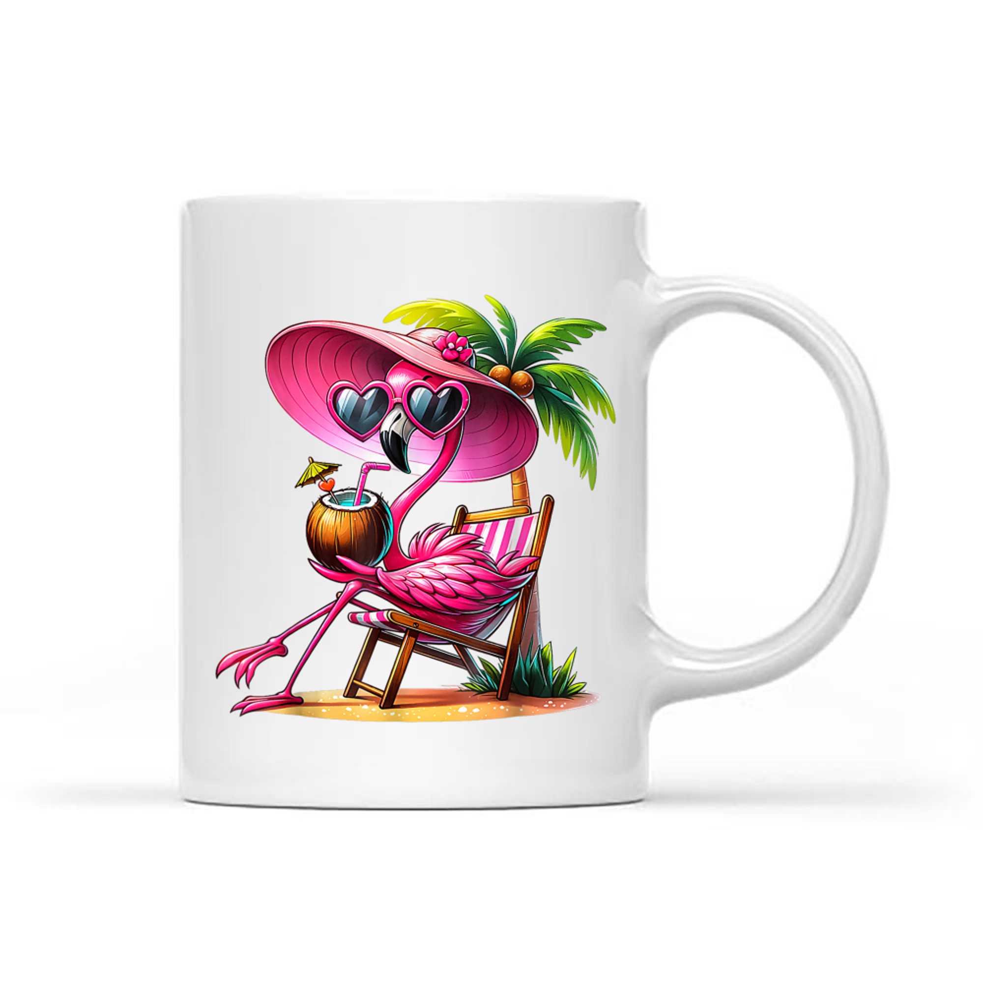 Tropical Flamingo Vacation Vibes Cute Summer Beach Travel Relaxation Mug