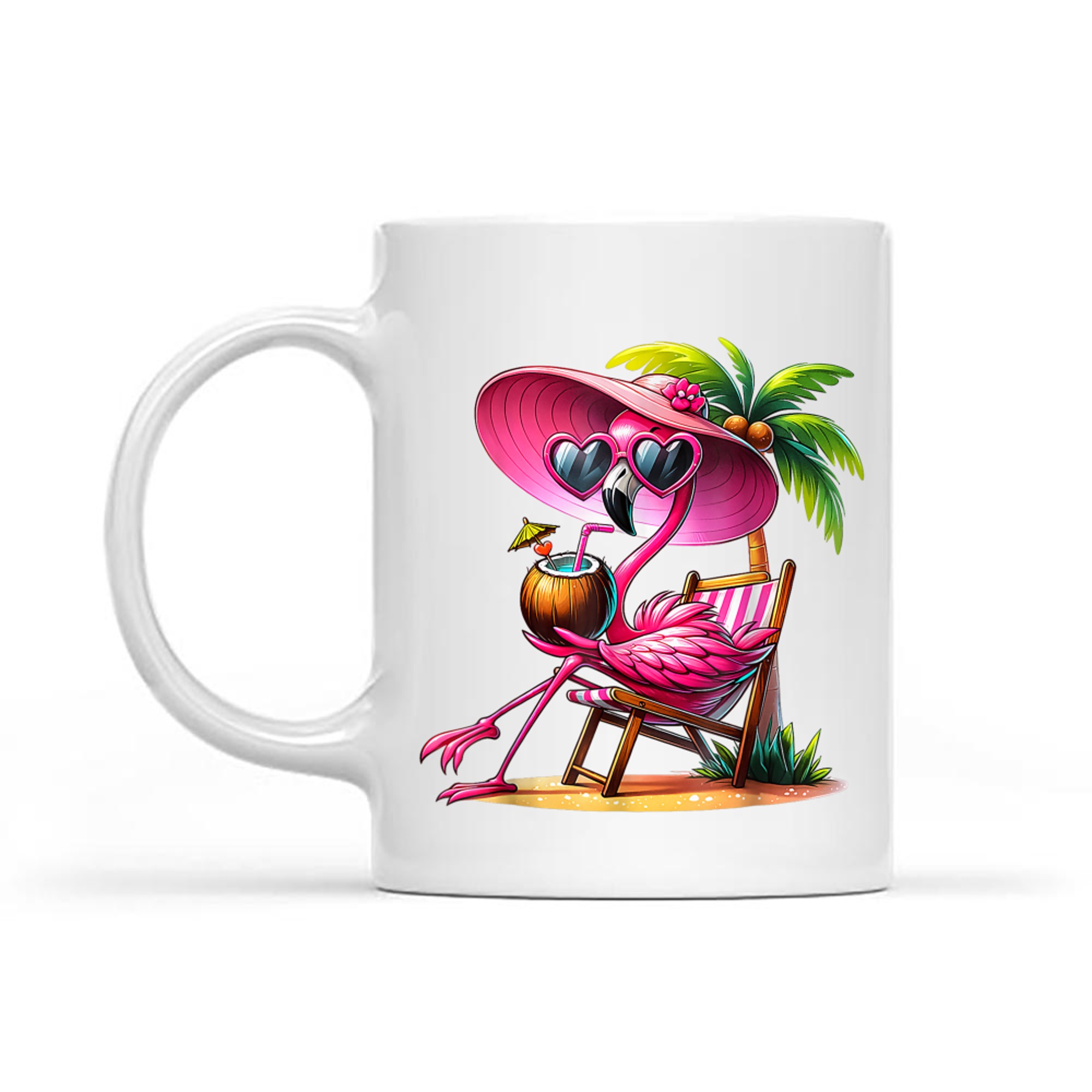 Tropical Flamingo Vacation Vibes Cute Summer Beach Travel Relaxation Mug
