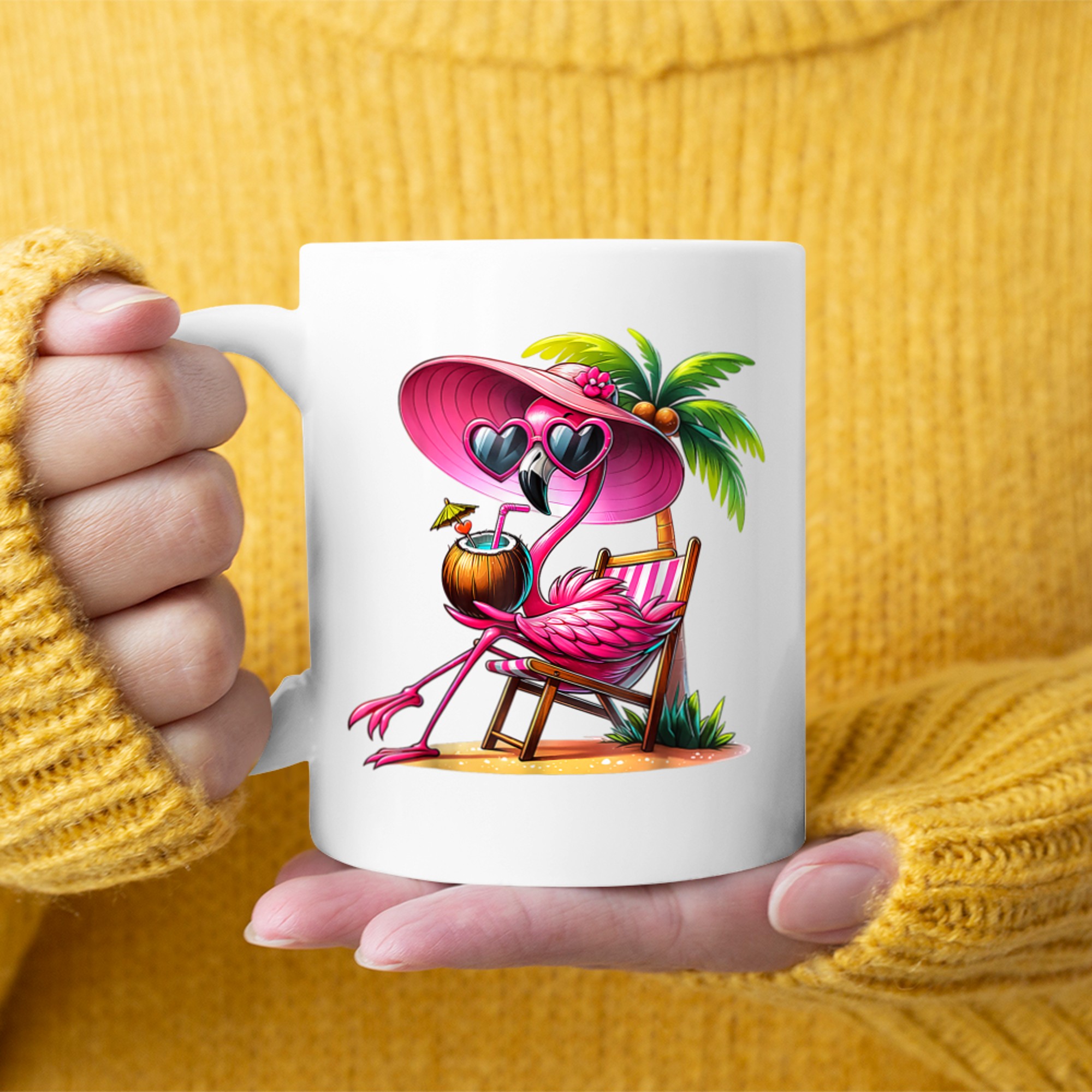 Tropical Flamingo Vacation Vibes Cute Summer Beach Travel Relaxation Mug