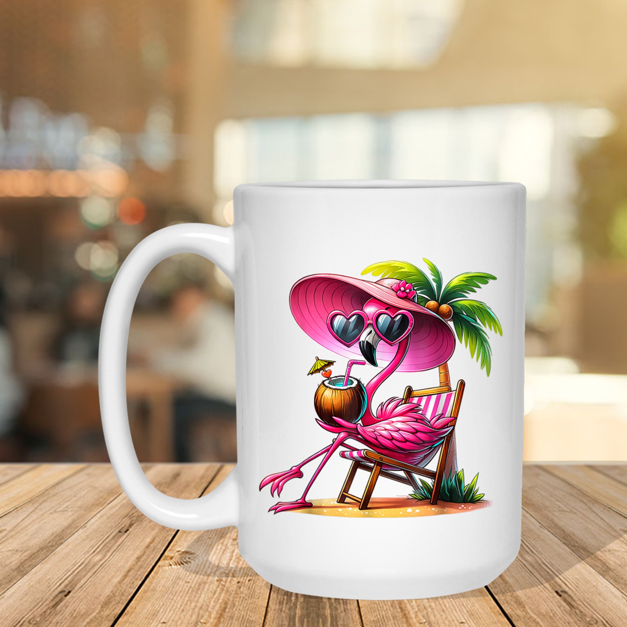 Tropical Flamingo Vacation Vibes Cute Summer Beach Travel Relaxation Mug