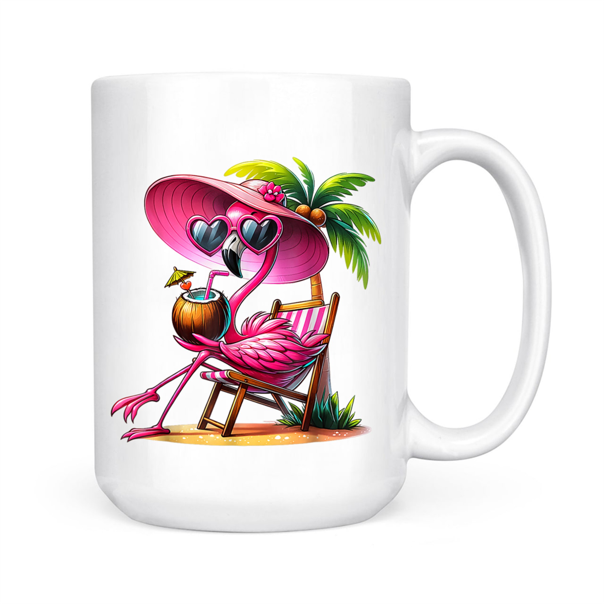 Tropical Flamingo Vacation Vibes Cute Summer Beach Travel Relaxation Mug