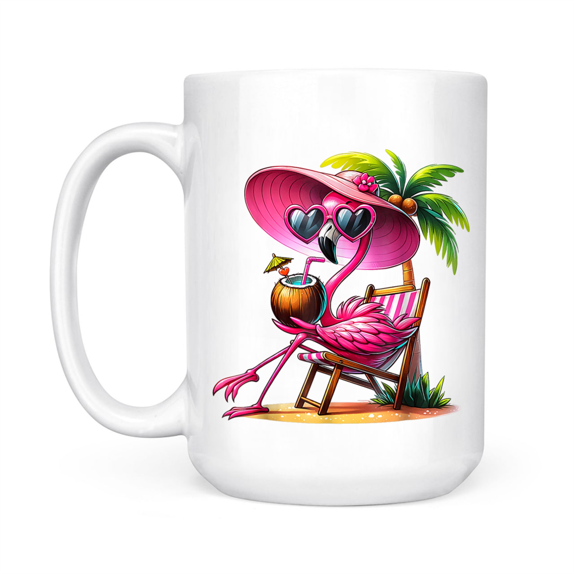Tropical Flamingo Vacation Vibes Cute Summer Beach Travel Relaxation Mug