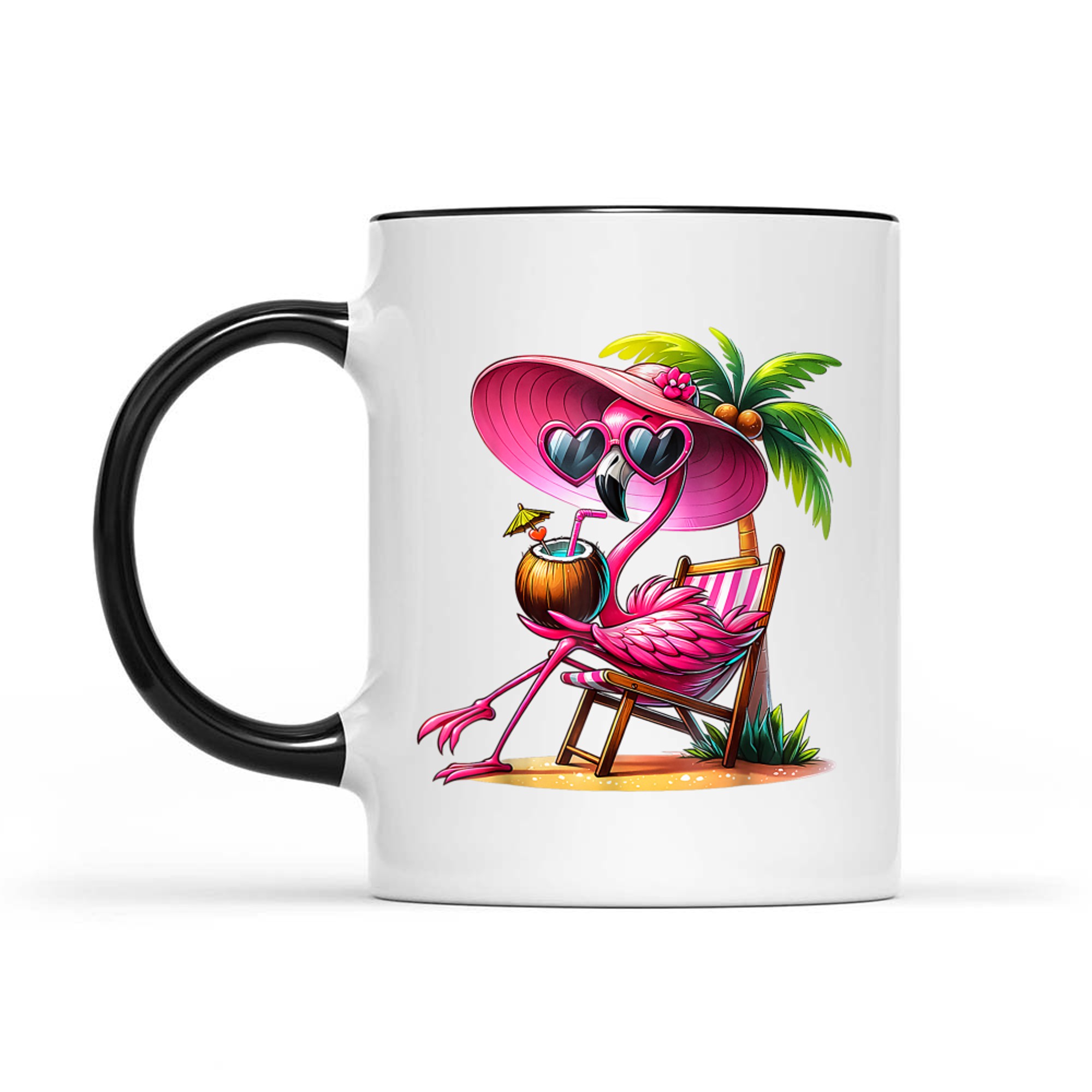 Tropical Flamingo Vacation Vibes Cute Summer Beach Travel Relaxation Mug